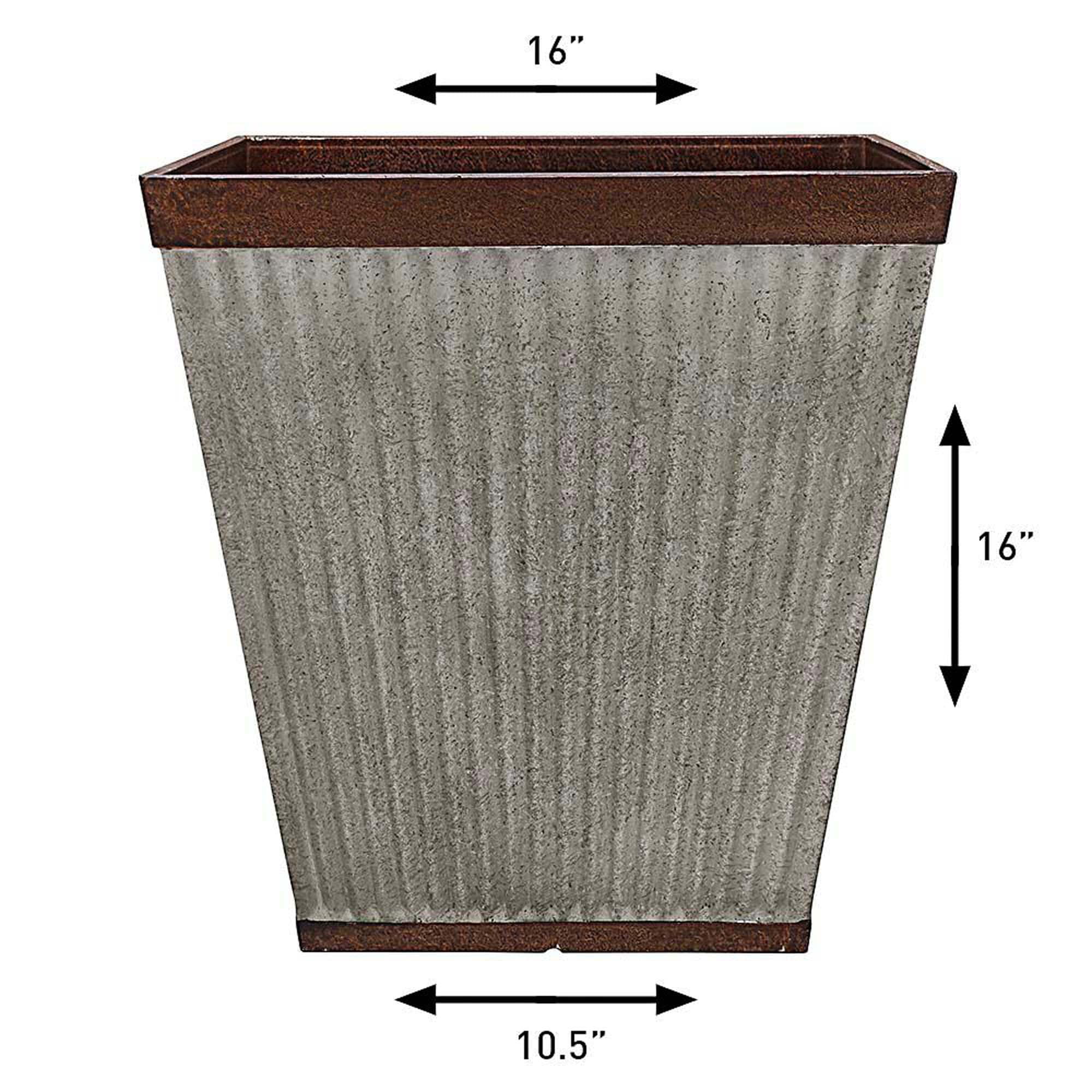 Southern Patio Westlake 10 In. Resin Rustic Galvanized Round Pleated Planter