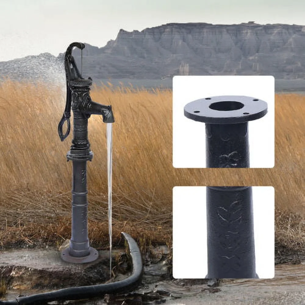 Garden Hand Water Pump Cast Iron Black Well Fountain Booster Tool & Stand