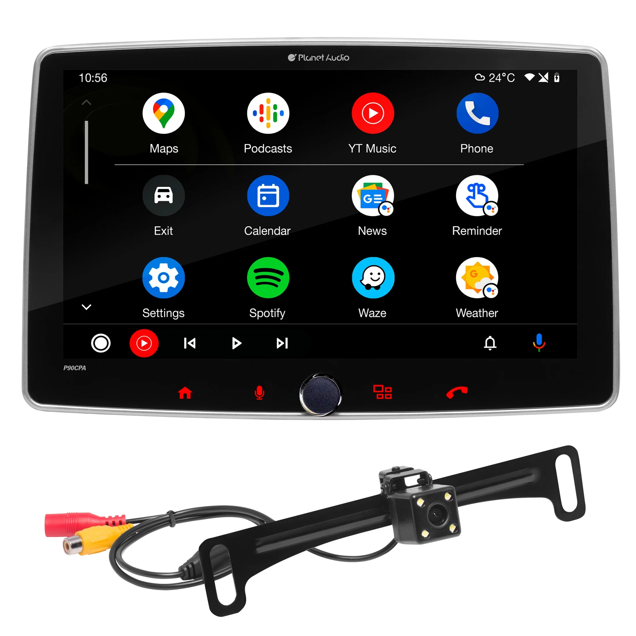 Planet Audio P90CPAC Car Stereo - Apple CarPlay, Android Auto, Single Din, 9 Inch Capacitive Touchscreen, Bluetooth, No CD DVD Player, AM/FM Radio Receiver, Backup Camera