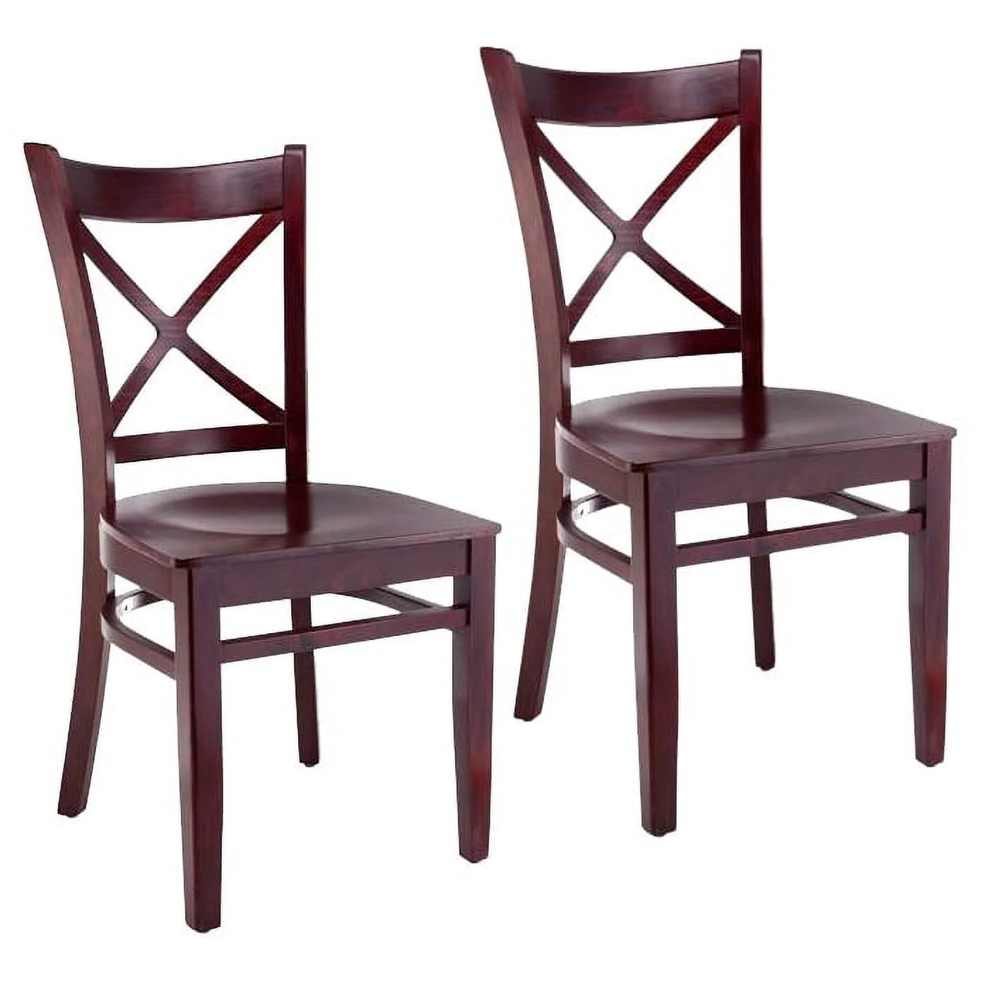 Cross Back Side Chair in Cherry with Wood Seat (Set of 2)