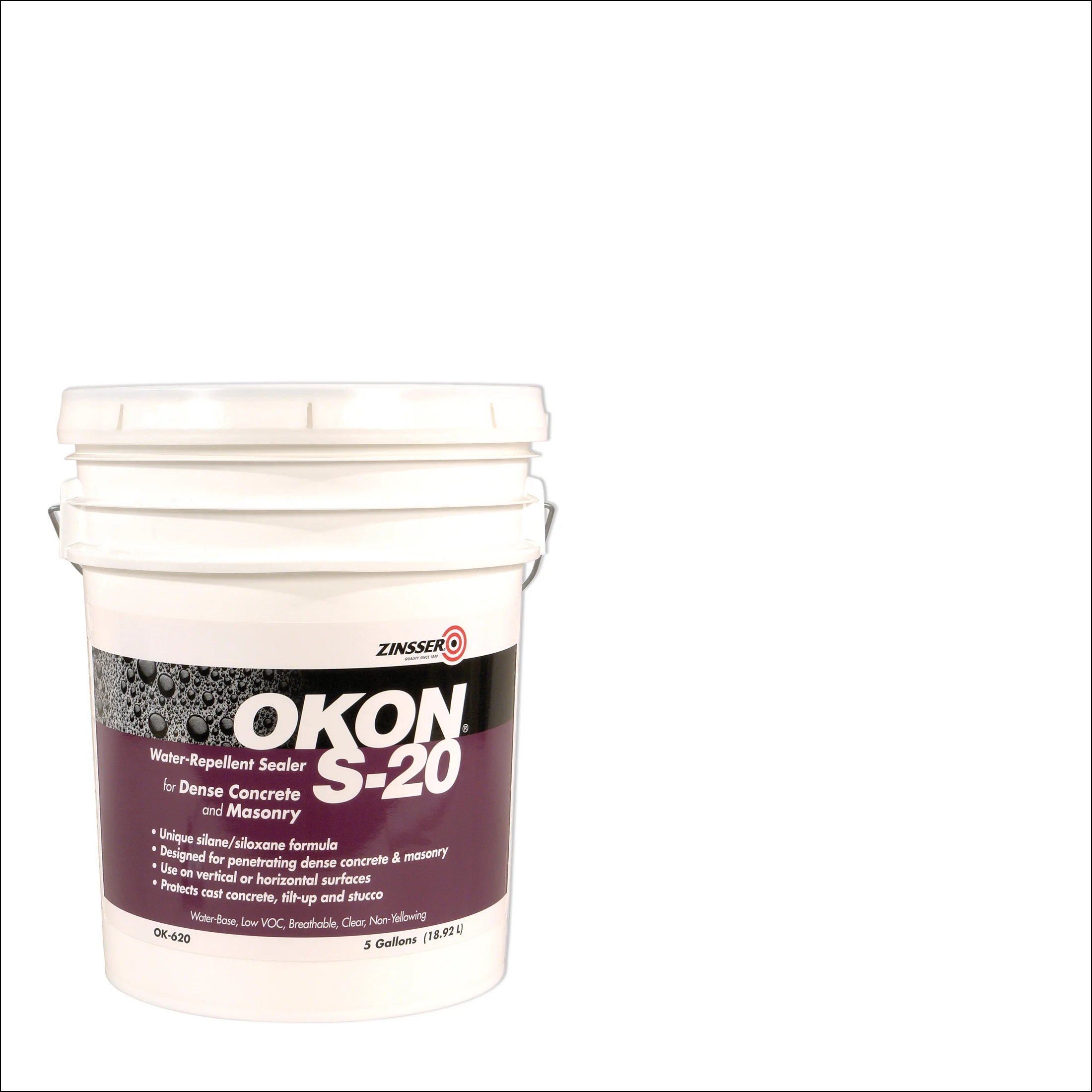 Clear, Zinsser Okon S-20 Water Repellent Concrete Sealer- OK620, 5 Gallon- 1 Pack