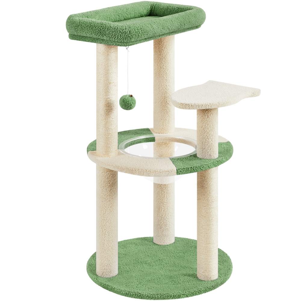 Yaheetech 35.5'' Tall Ocean Cat Tree with Scratching Posts, Army Green/Beige