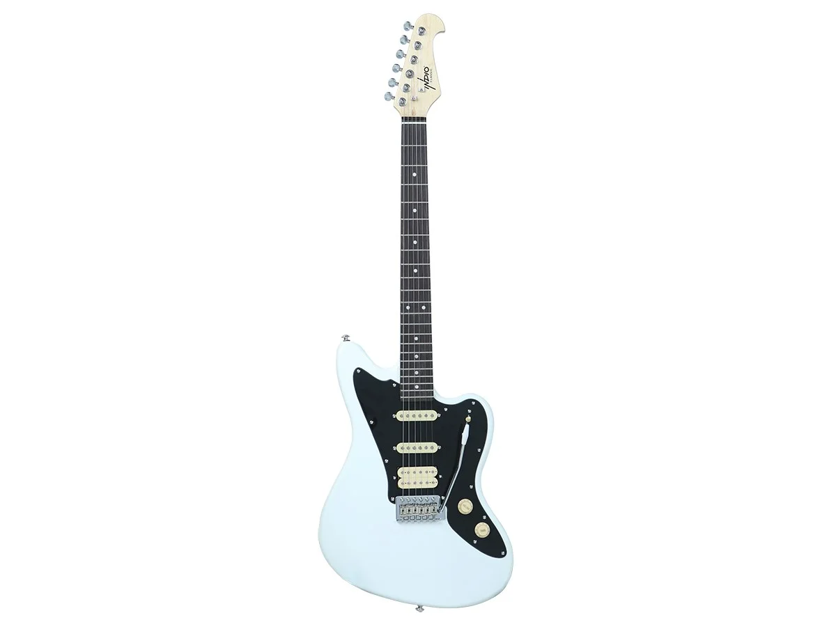 Monoprice Offset OS20 Classic Electric Guitar - White, With Gig Bag, Two Single Coils and a Humbucker - Indio Guitars