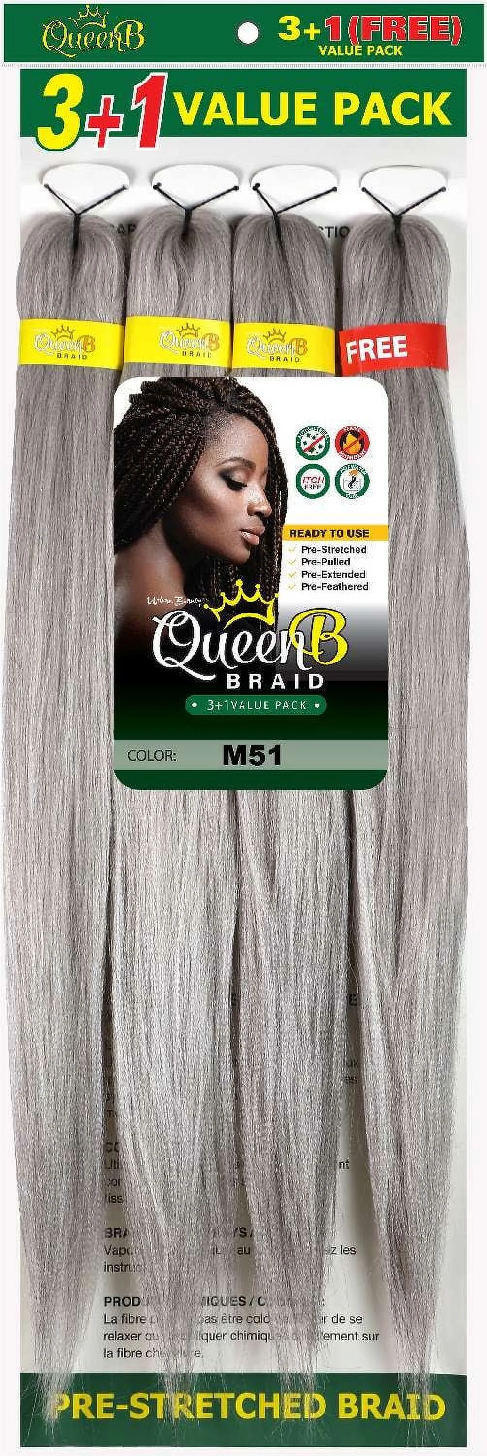Urban Beauty Queen B Braid Synthetic 3 + 1 Value Pack 50 Inch Color M51