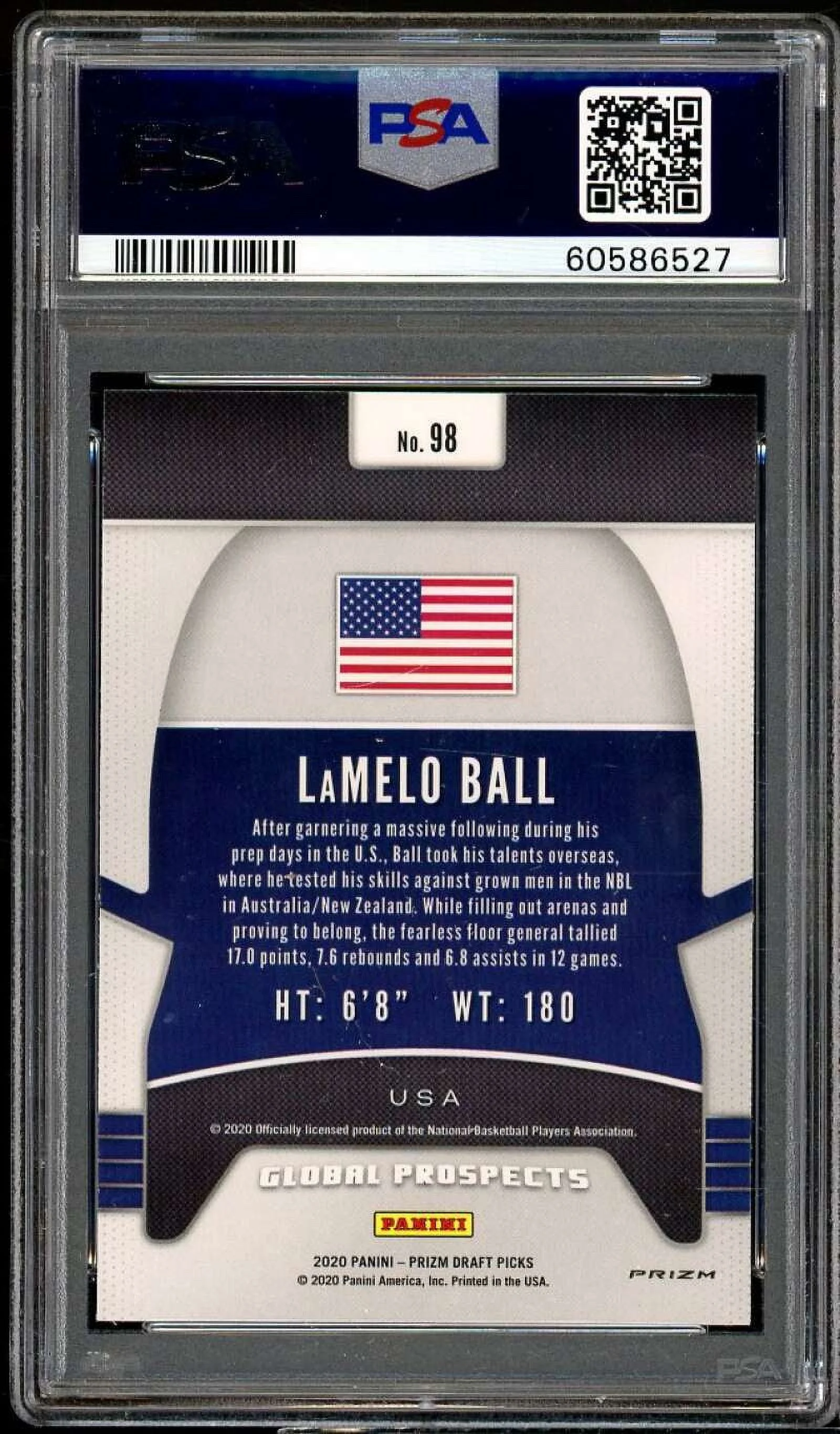 LaMelo Ball Rookie Card 2020-21 Panini Prizm Draft Picks Red Ice #98 PSA 10
