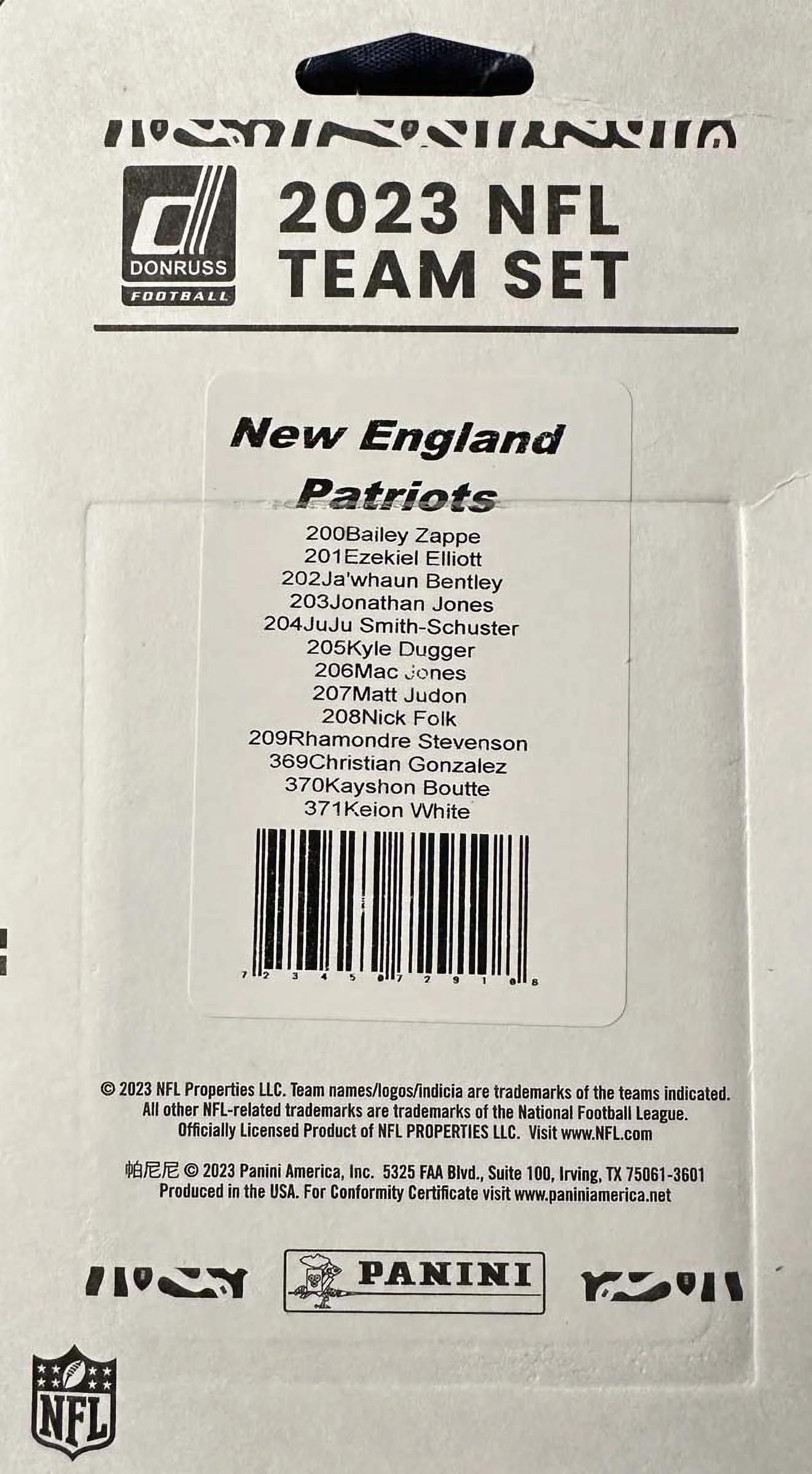 2023 Donruss New England Patriots  NFL Team Collection Hanger Set