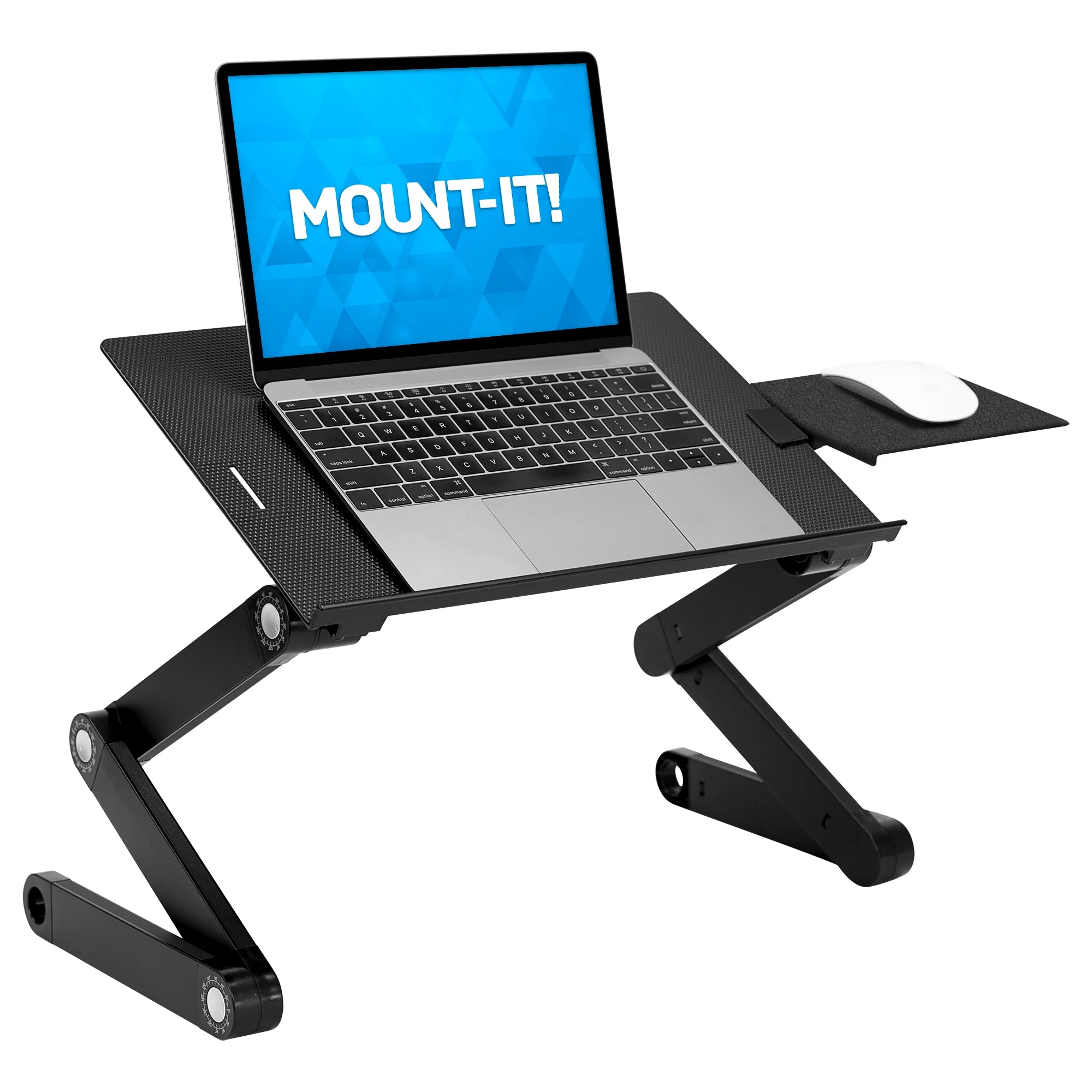 Mount-It! Adjustable Laptop Stand with Built-in Cooling Fans and Mouse Pad Tray | Portable and Lightweight