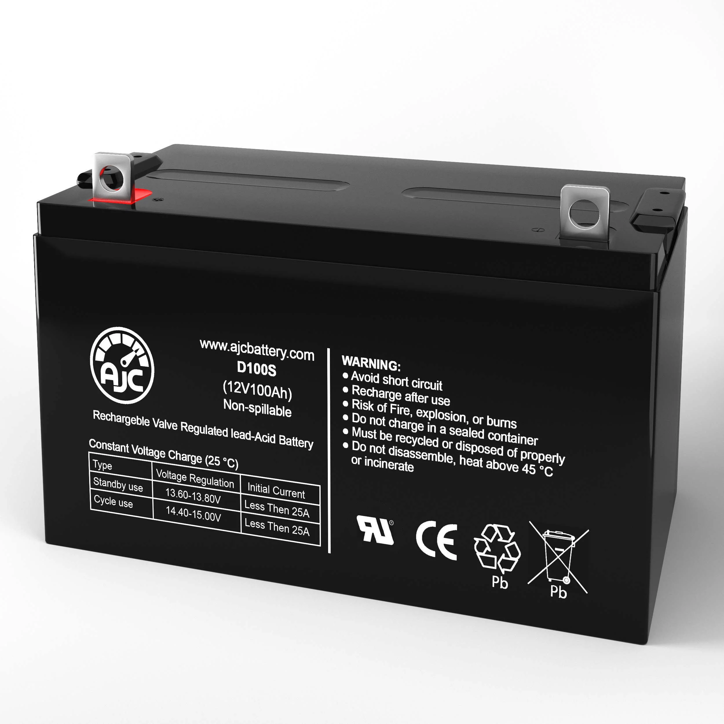 Yuntong YT-100D 12V 100Ah Sealed Lead Acid Battery - This Is an AJC Brand Replacement