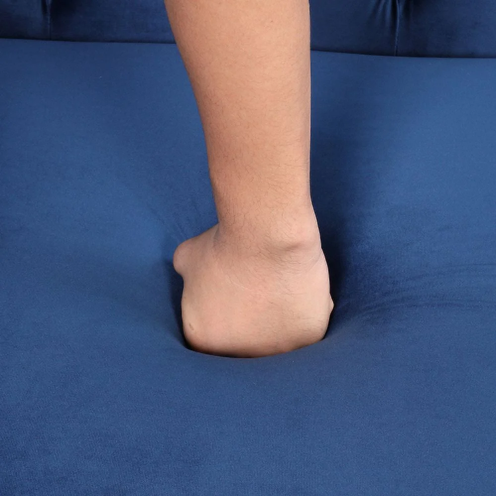 JHOOTUUO 60” modern sofa Dutch plush upholstered sofa  solid wood legs  buttoned tufted backrest  gray