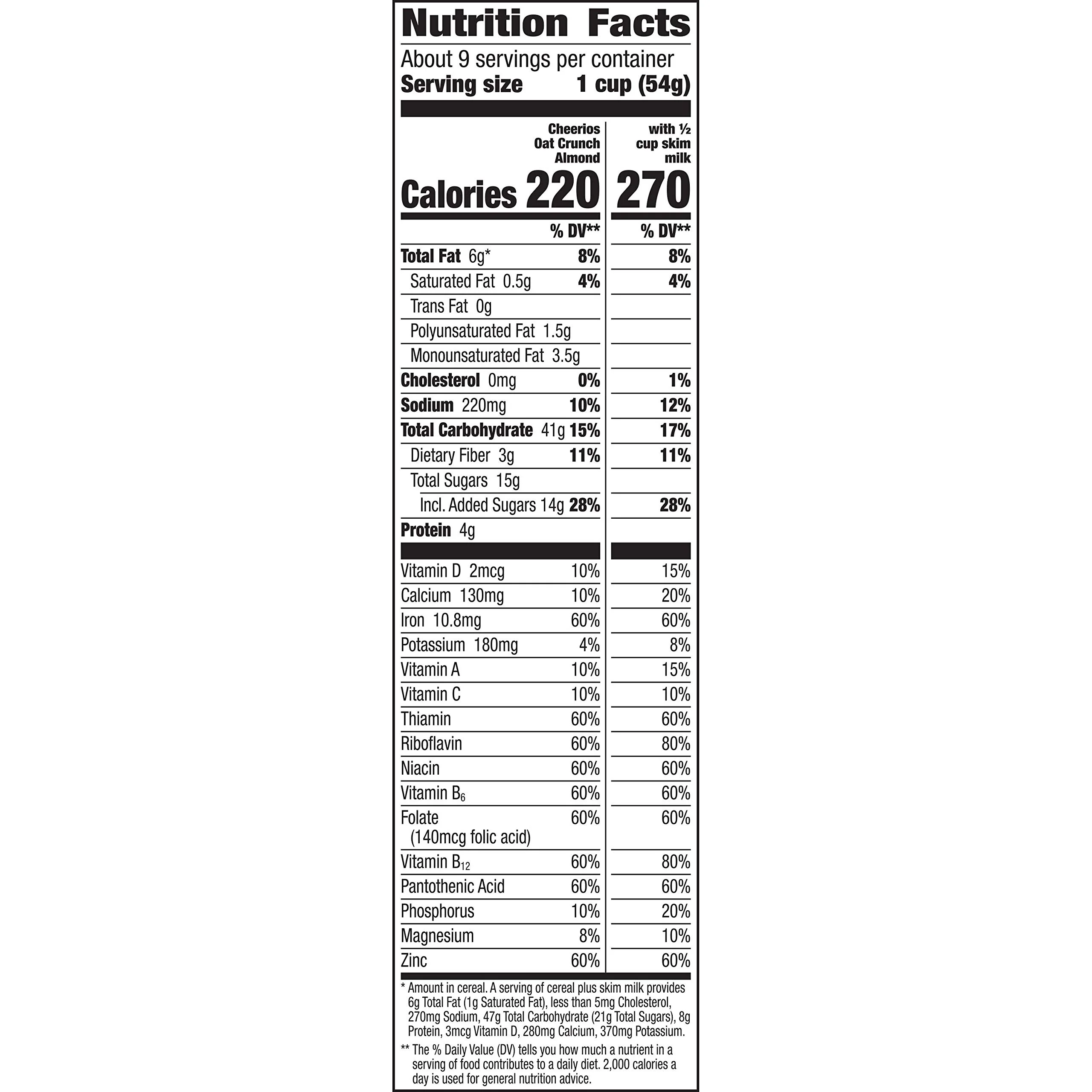 Cheerios Oat Crunch Almond Breakfast Cereal, 18.2 oz Box (Pack of 14)