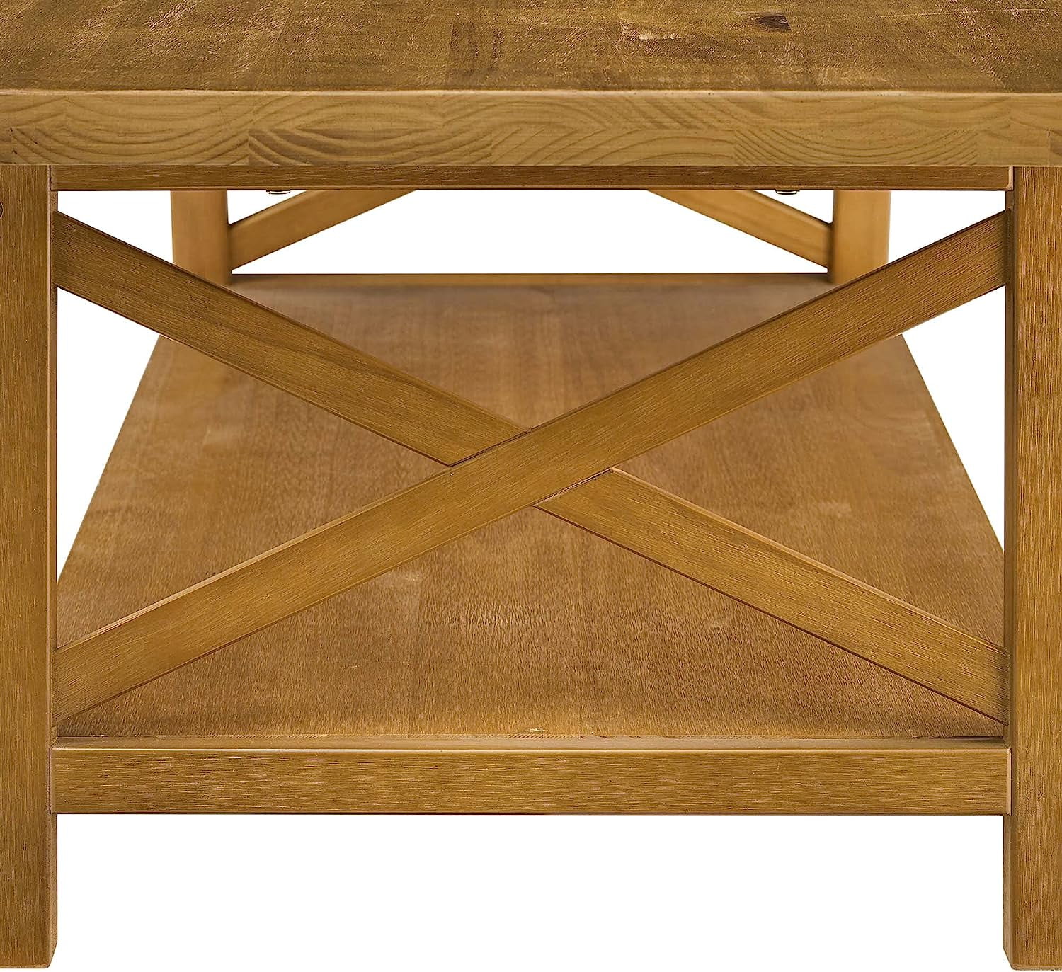 Modern Farmhouse Solid Wood Coffee Table with  Shelf  47" L  Rustic Oak Finish