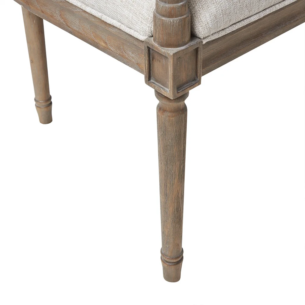 Homiyad Rustic Settee Features Pillow Topped Arms and An Attached Cushion Upholstered in A Beige Fabric