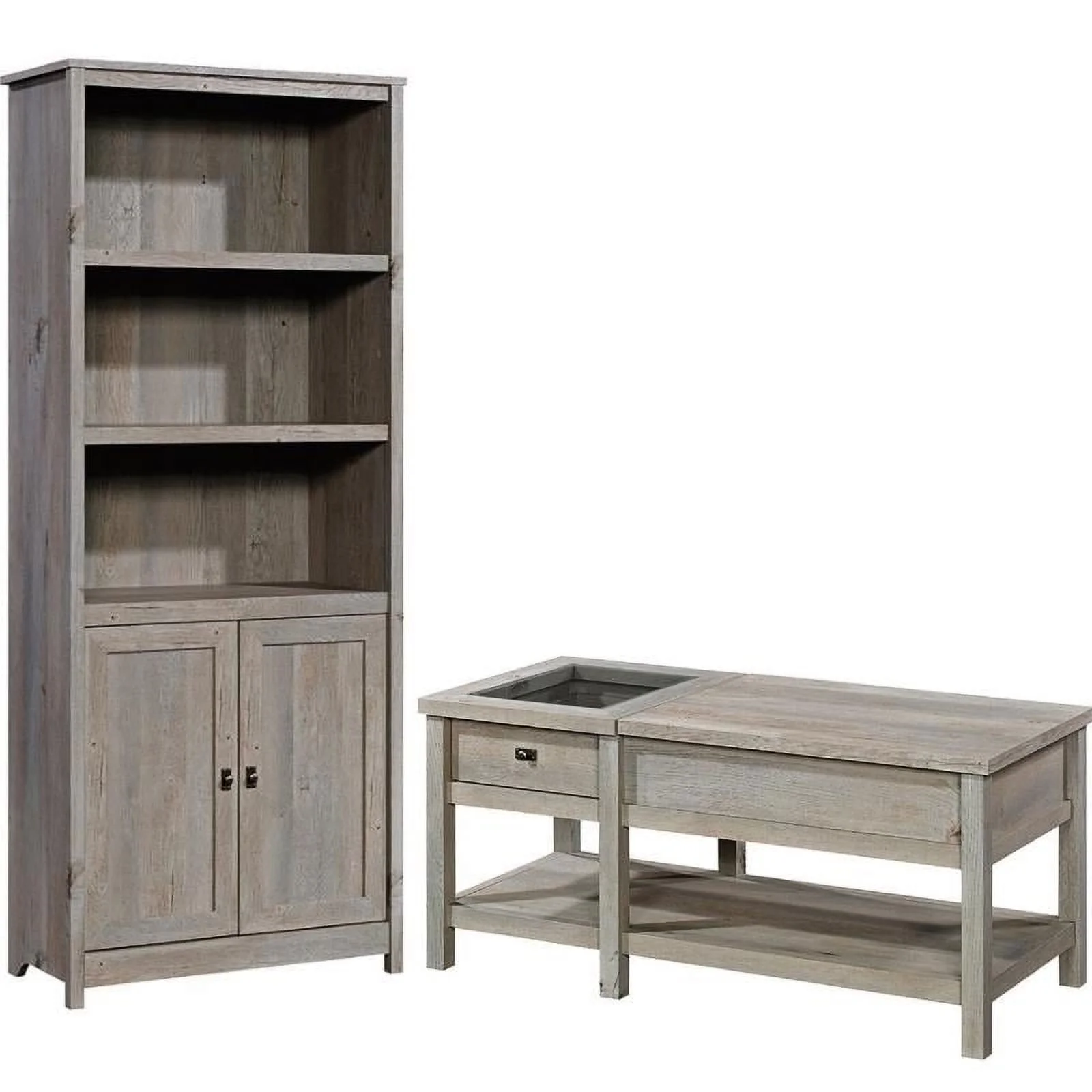 Home Square 2 Piece Furniture Set with 3-Shelf Bookcase and Coffee Table