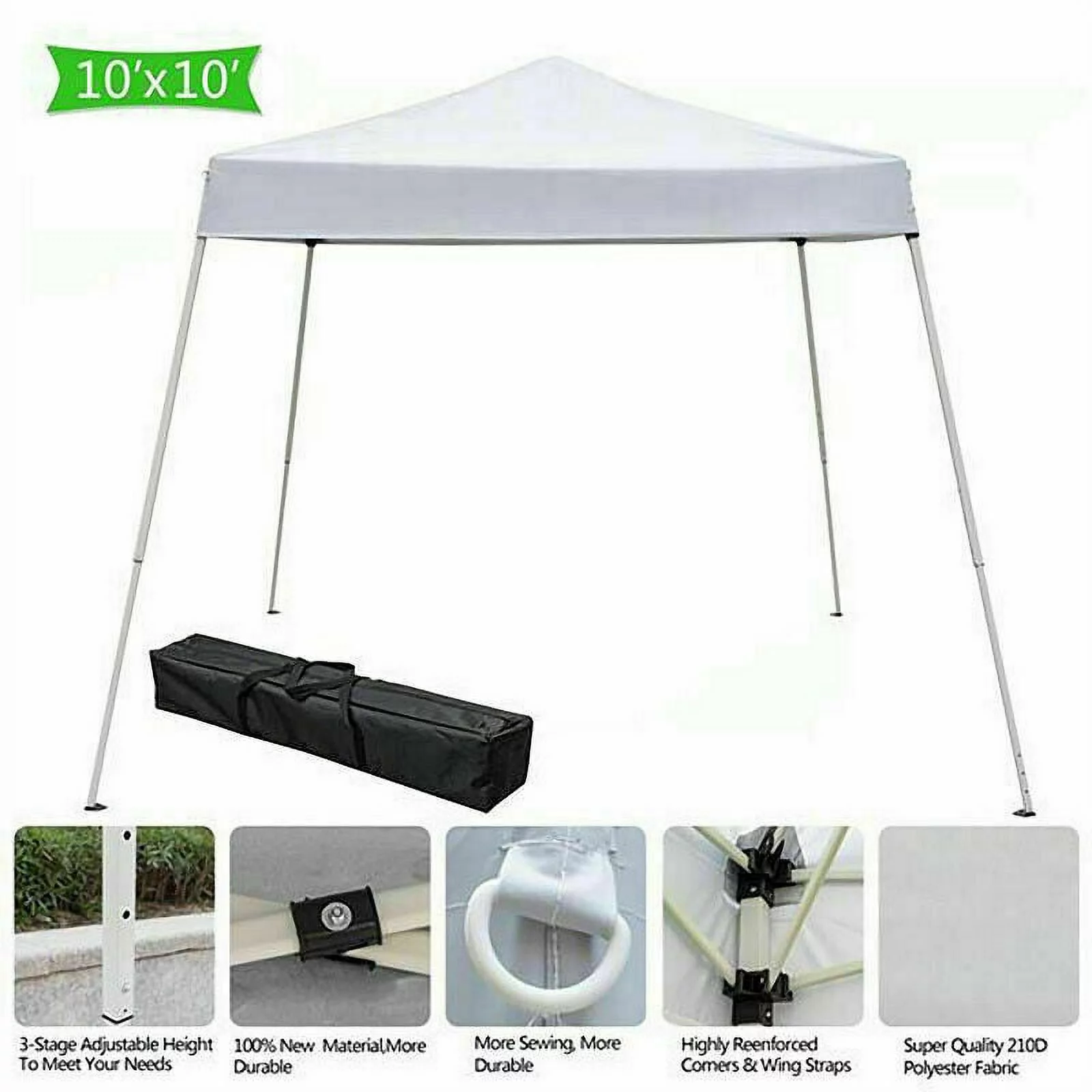 10'x10' Pop Up Canopy Outdoor Instant Tent, Portable Waterproof Shade Tent Beach Sun Shelter Enclosed Instant Tent Shelter