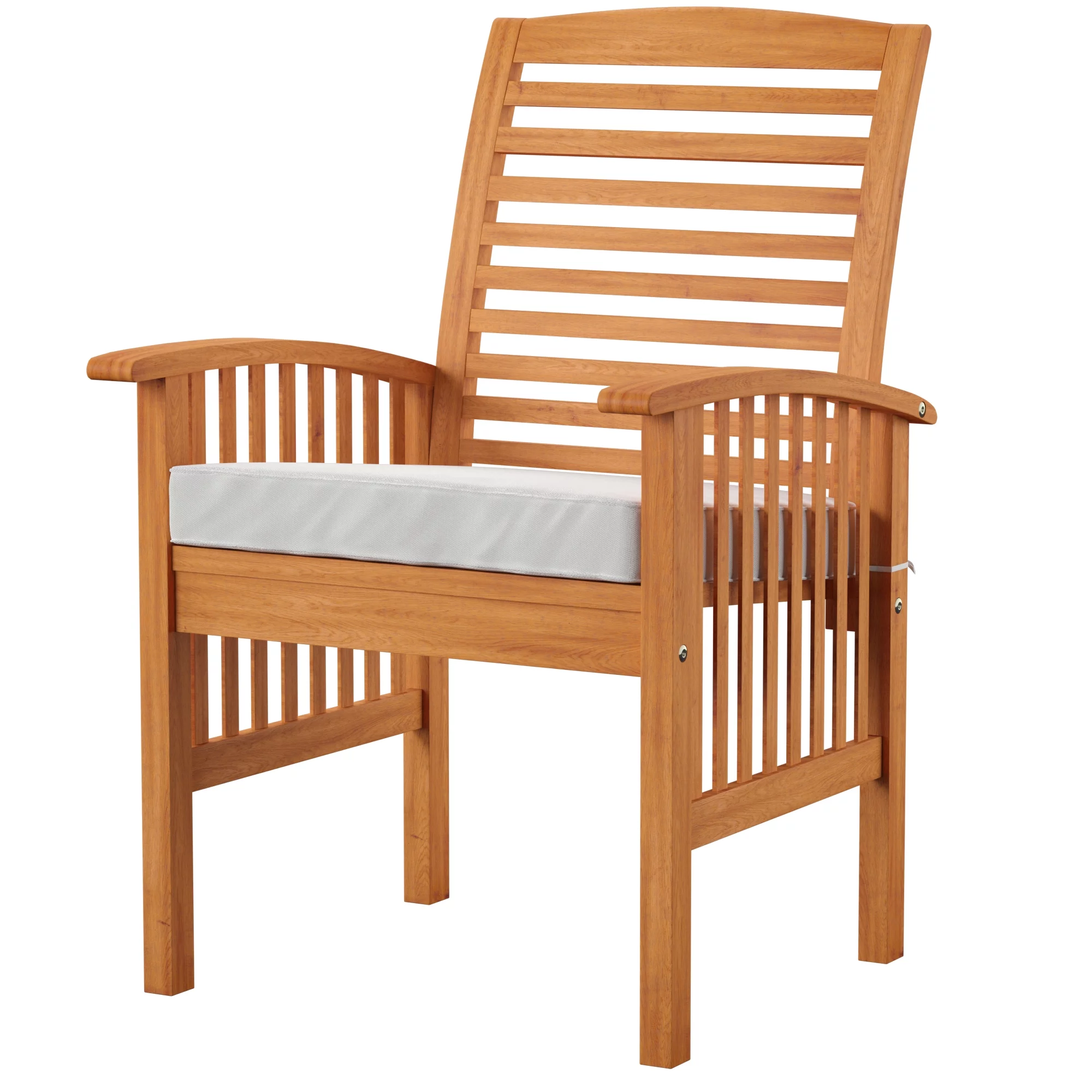 Wood Patio Chairs in Brown with Cushion - Set of 2