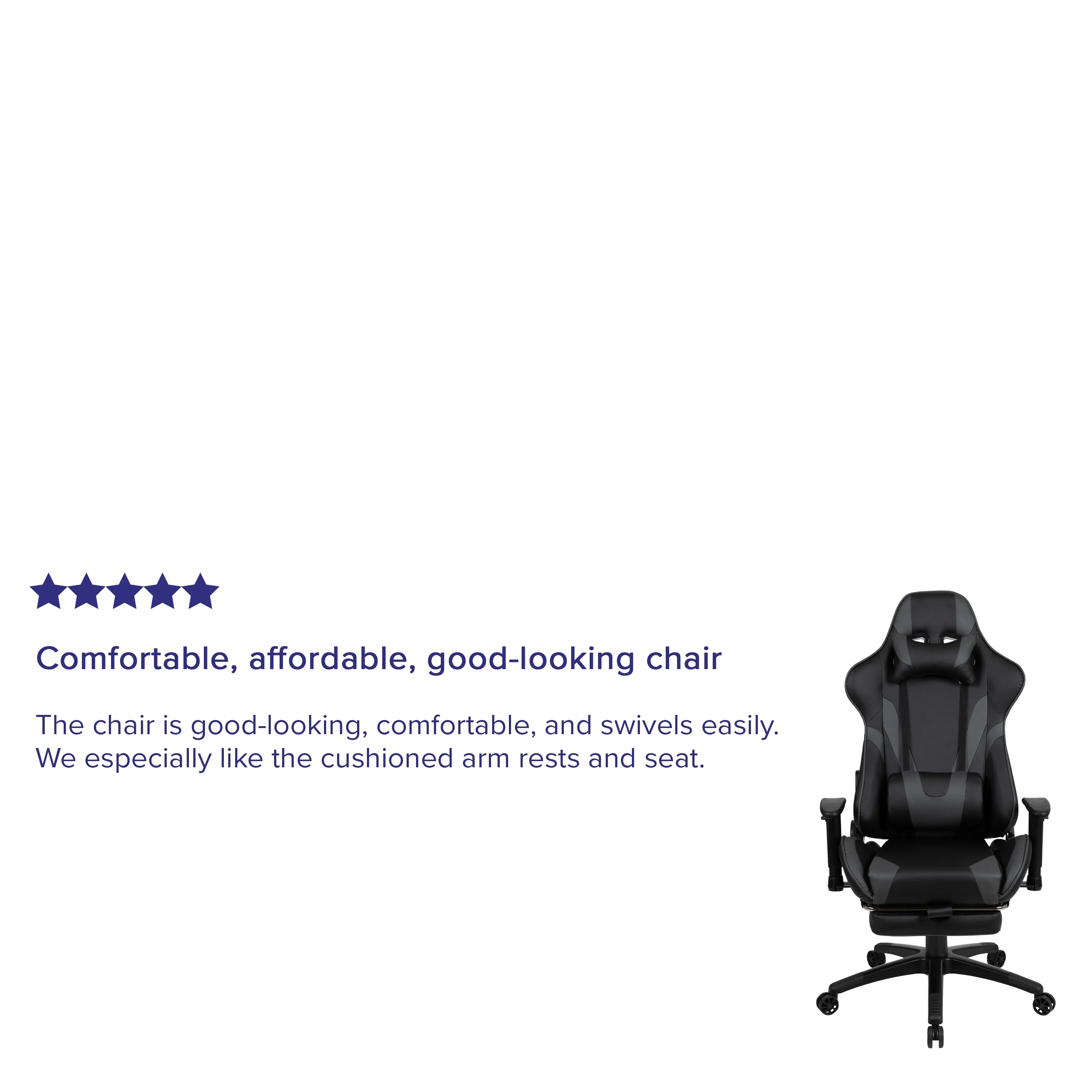 Emma + Oliver Z300 Gaming Chair Racing Office Ergonomic Computer Chair with Fully Reclining Back and Slide-Out Footrest in Gray LeatherSoft