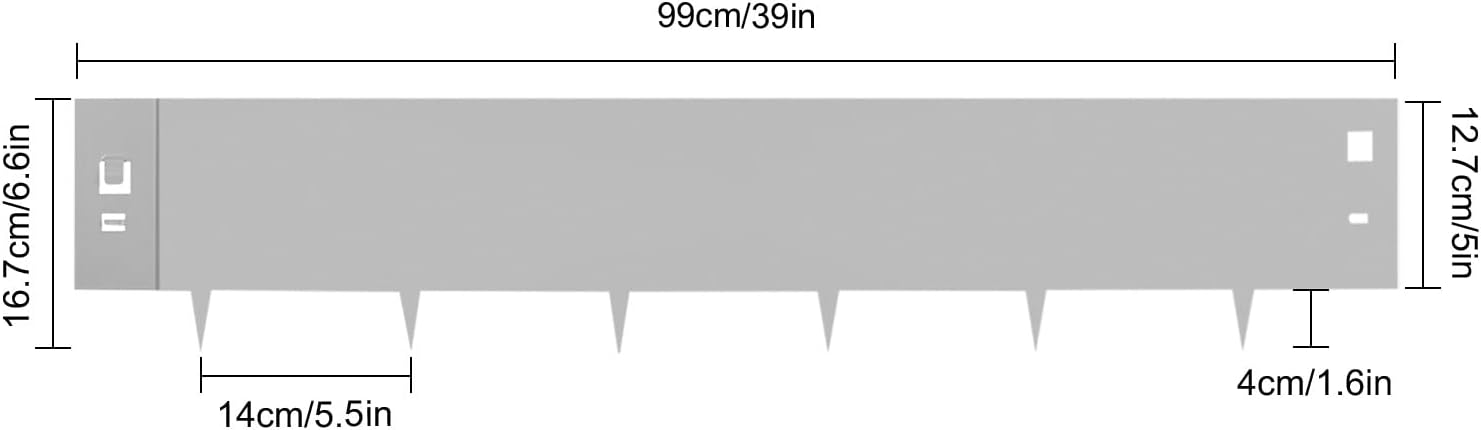 5PCS Metal Landscape Edging - 16.25 ft Landscape Edging Garden Lawn Edging Border, Flexible Steel Landscape Border for Landscaping,Backyard,Lawn,Garden,Playground (39x5in, Gray)