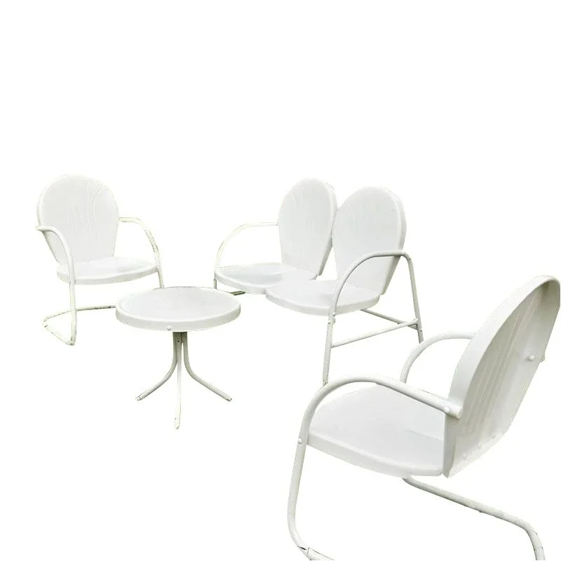 Kingfisher Lane Modern 4 Piece Metal Patio Sofa Set in White