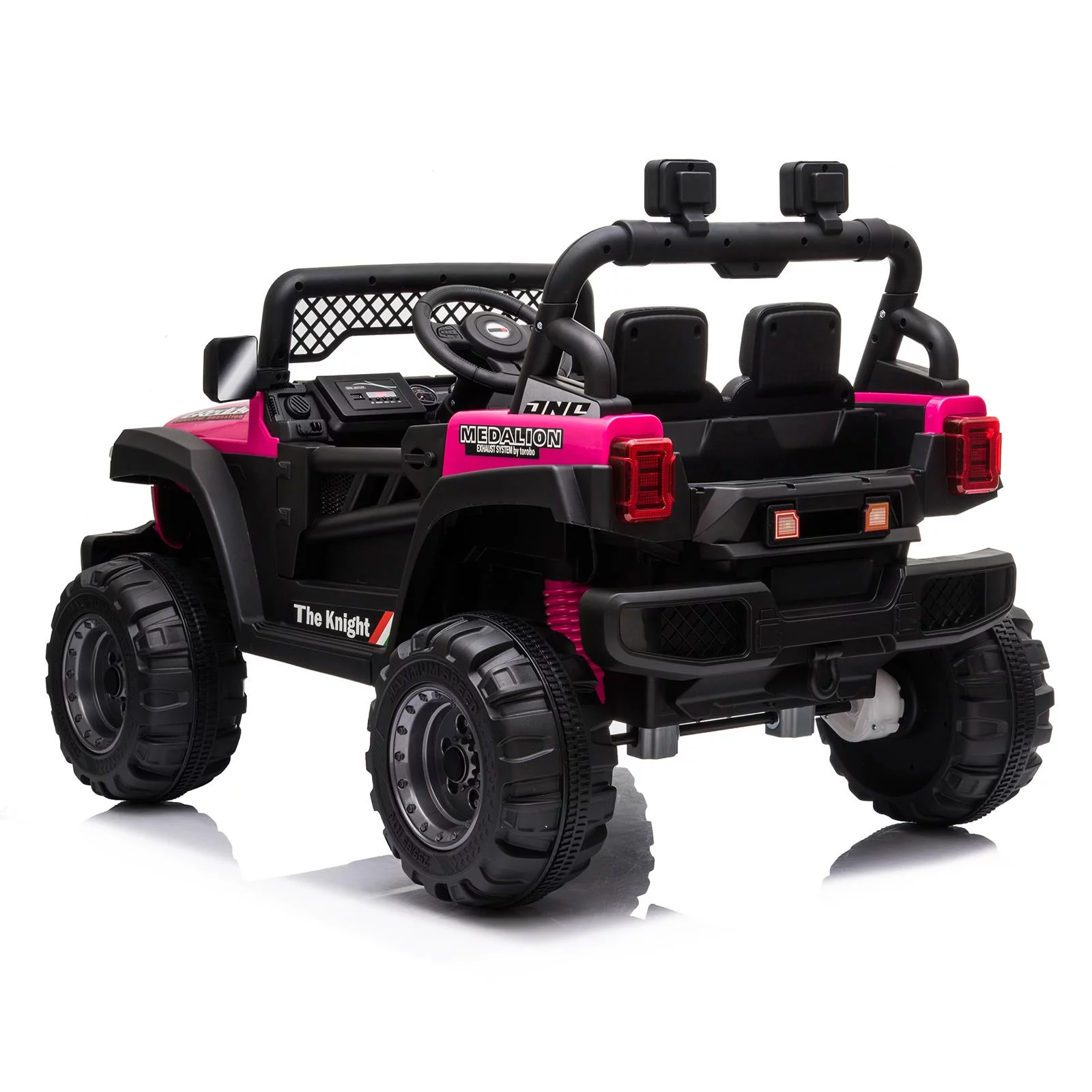 UBesGoo 12V Kids Battery Powered Electric Truck Ride-On Car with RC, Headlights, Music - Rose Red