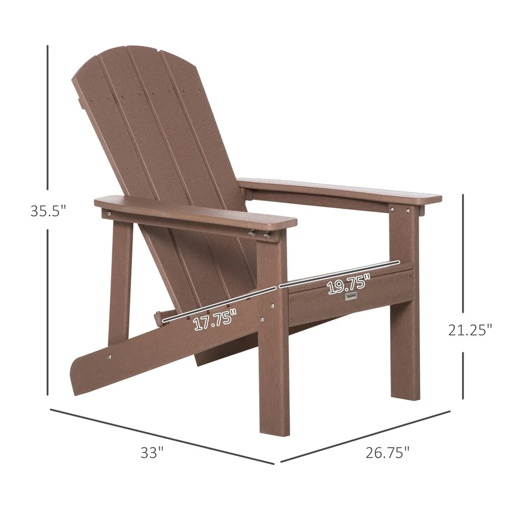 DEELIGHT Adirondack Chair,Faux Wood Patio&Fire Pit Chair,Weather Resistant HDPE Brown