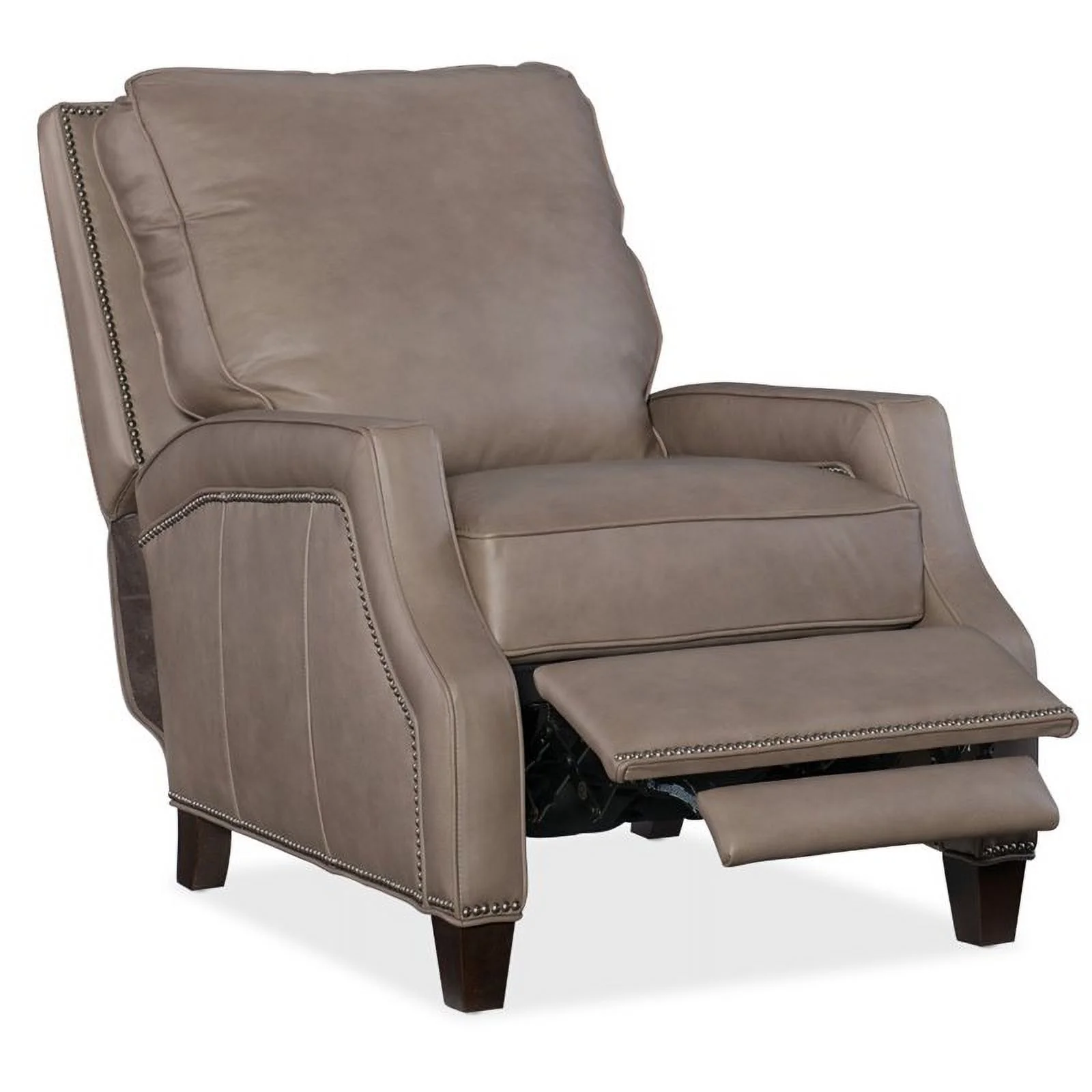 Bowery Hill Contemporary Leather Recliner in Beige and Natchez Brown