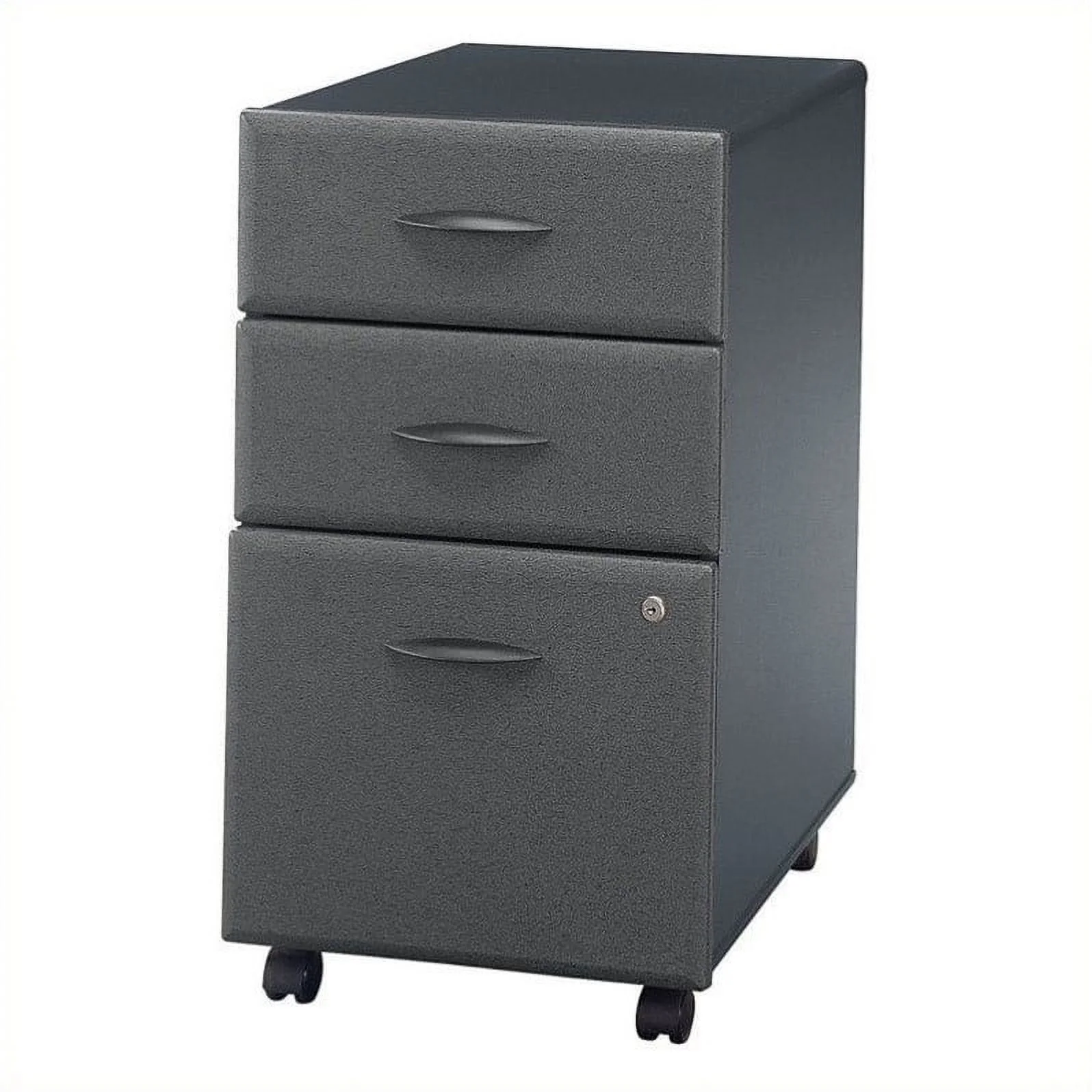 Home Square 3 Drawer Wood Mobile Filing Cabinet Set in Slate (Set of 2)