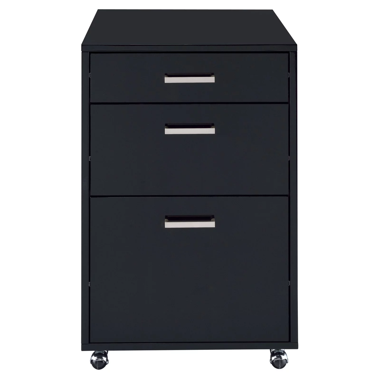 ACME Coleen Rectangular 3-Drawer Mobile File Cabinet in Glossy Black Wood