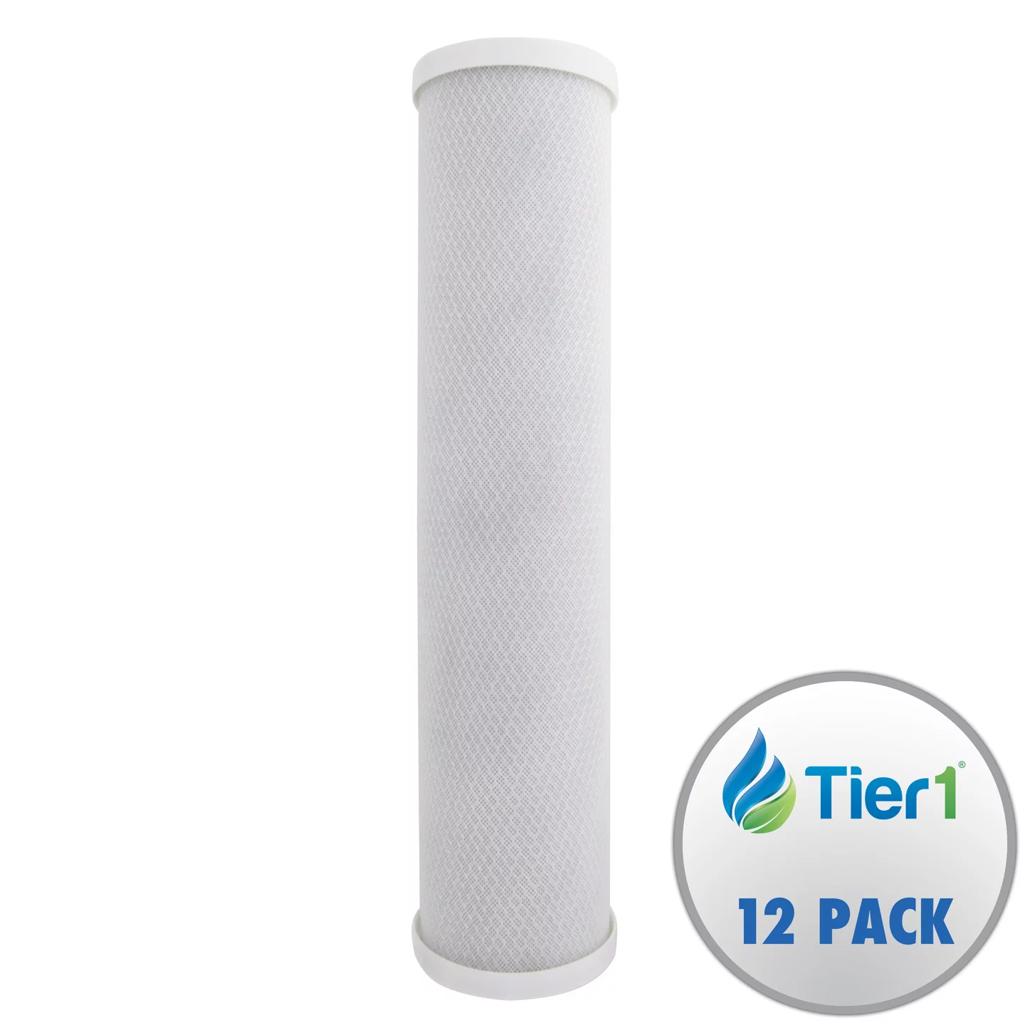 Tier1 5 Micron 20 Inch x 4.5 Inch | 12-Pack Whole House Activated Carbon Block Water Filter Replacement Cartridge | Compatible with Pentek EP-20BB, 155583-43, CB-45-2005, Home Water Filter