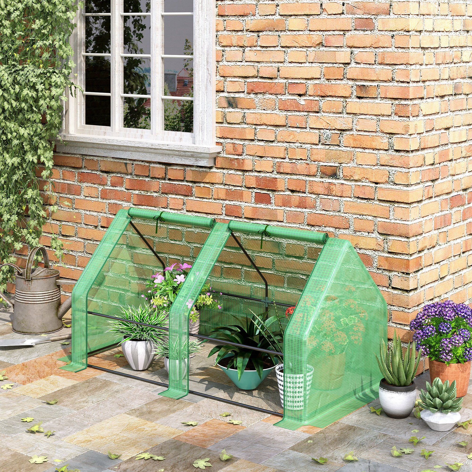 Outsunny 6' x 3' x 3' Portable Mini Greenhouse with Windows, Green