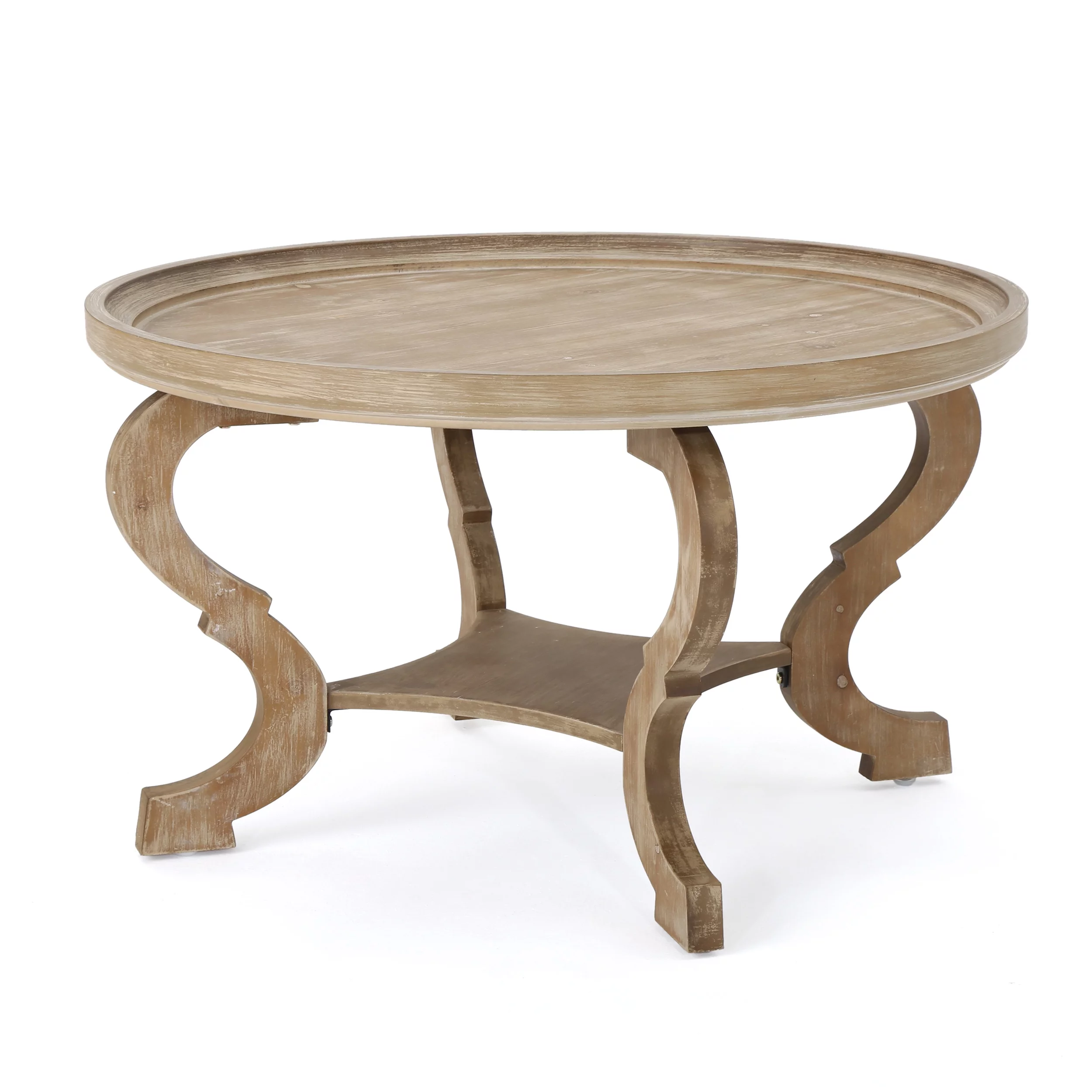 Noble House Shelton Faux Wood Circular Coffee Table, Nature