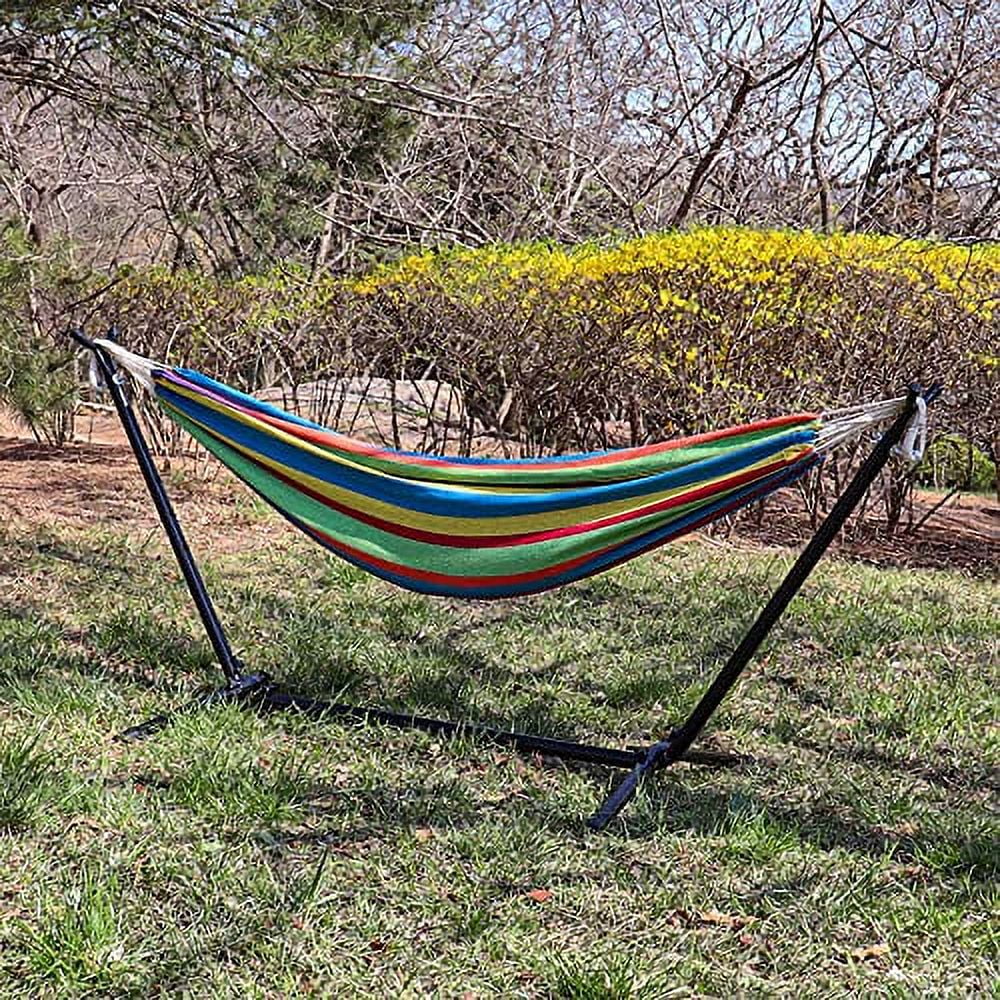 Highwild Double Hammock with Steel Stand - Max 600 Lbs (B- Blue/Purple)