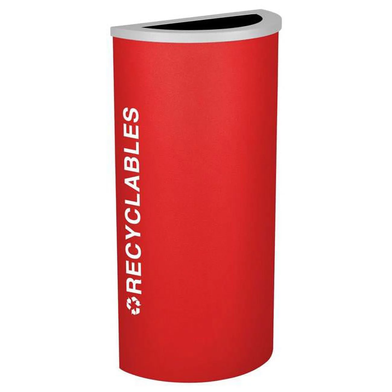 Ex-Cell Kaiser RC-KDHR-R RBX 8 Gallon Half Round Recycling Receptacle with Recyclables Decal, Ruby Texture