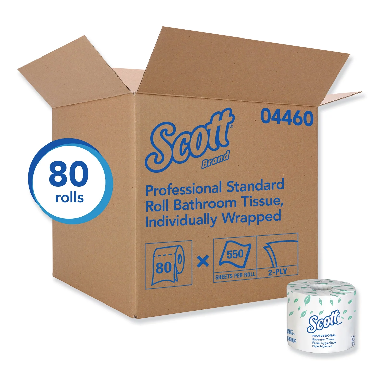 Scott® Essential Standard Roll Bathroom Tissue, Septic Safe, 2-ply, White, 550 Sheets/roll, 80/carton