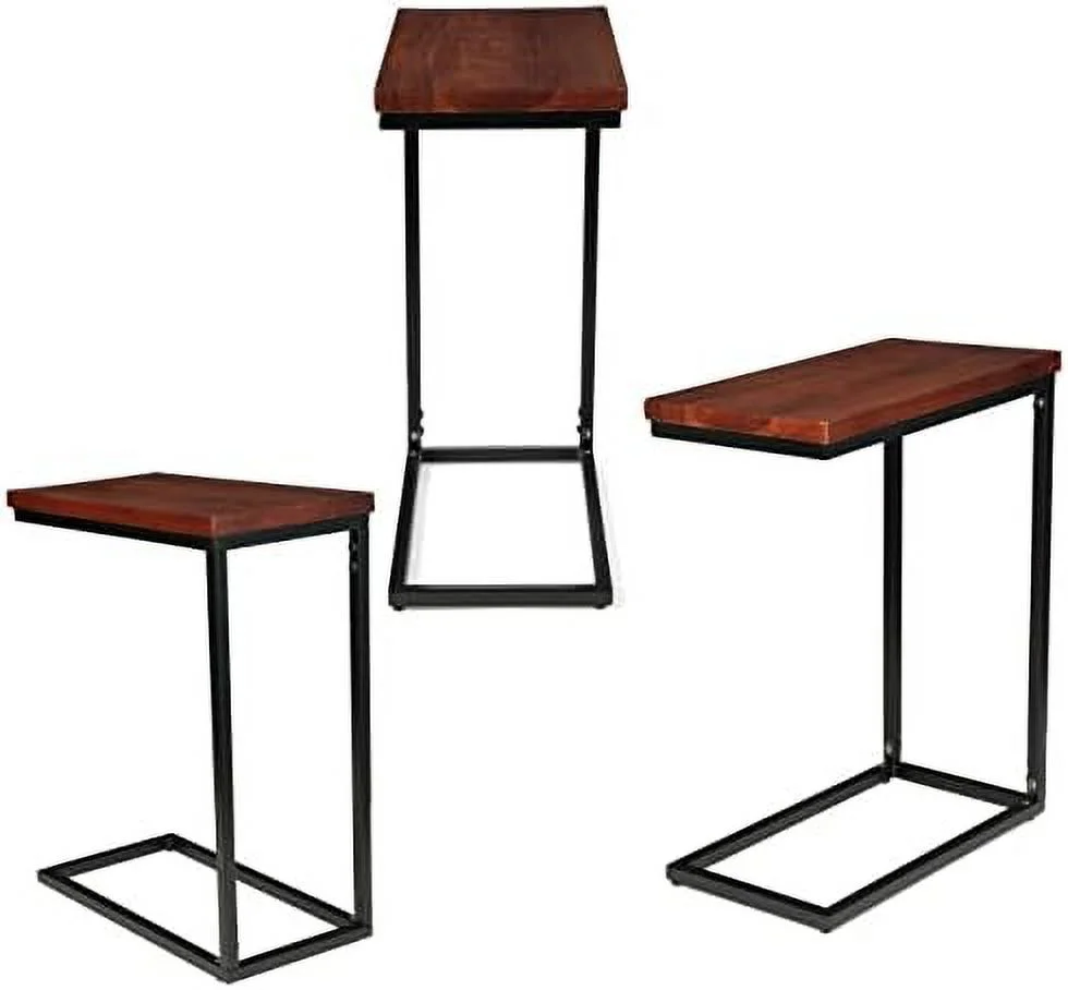 Espresso Wood TV Tray C Shaped Side Table - 26