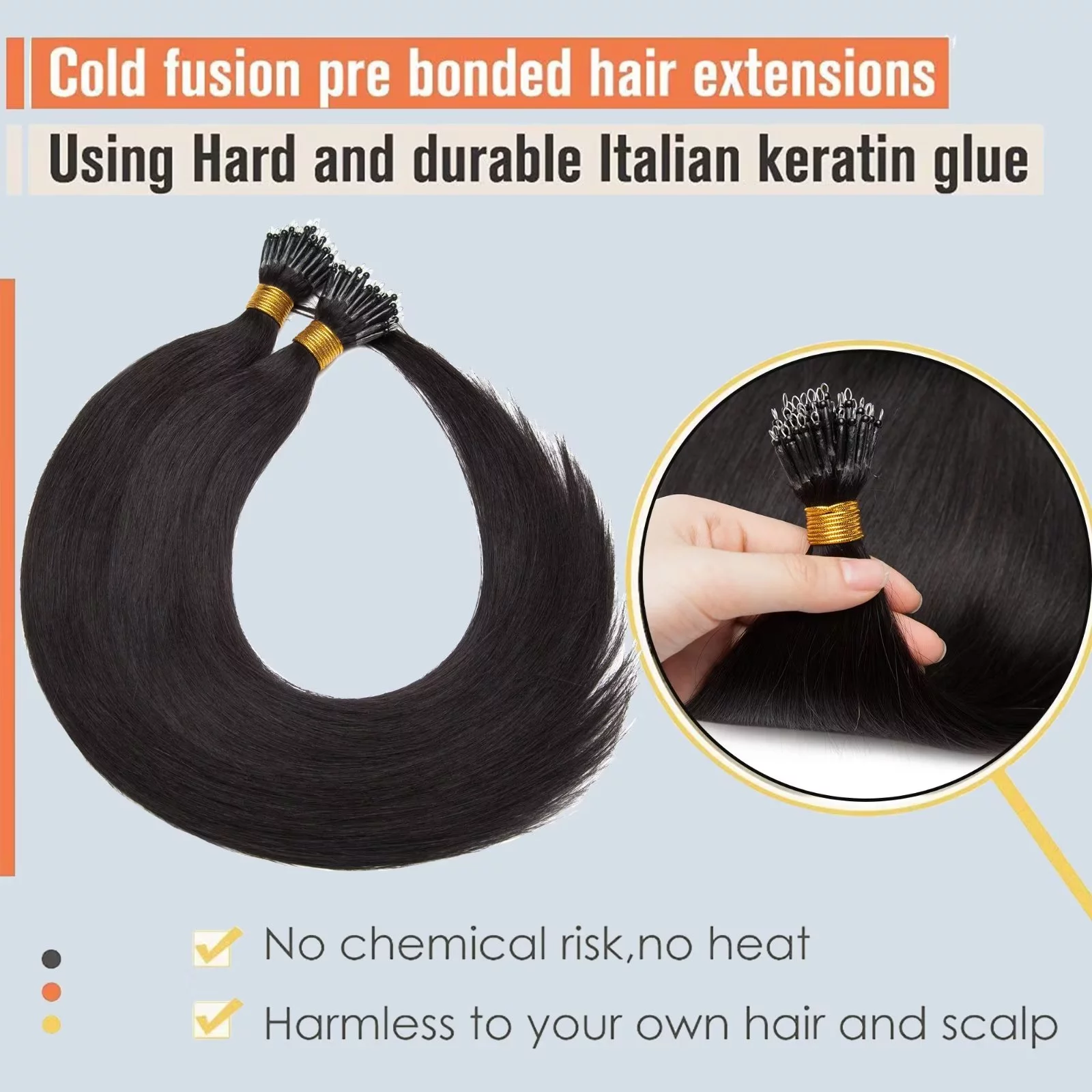 MY-LADY Micro Loop Hair Extensions Human Hair Human Hair Extensions Micro Beads Hair Extensions Real Hair Silky Straight 20