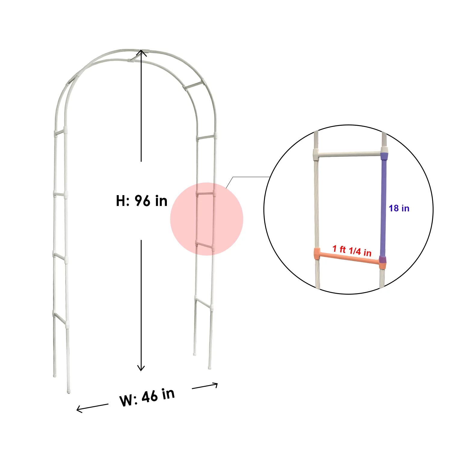 White Metal Wedding Arch, Garden, Outdoor Indoor Ceremony Decoration