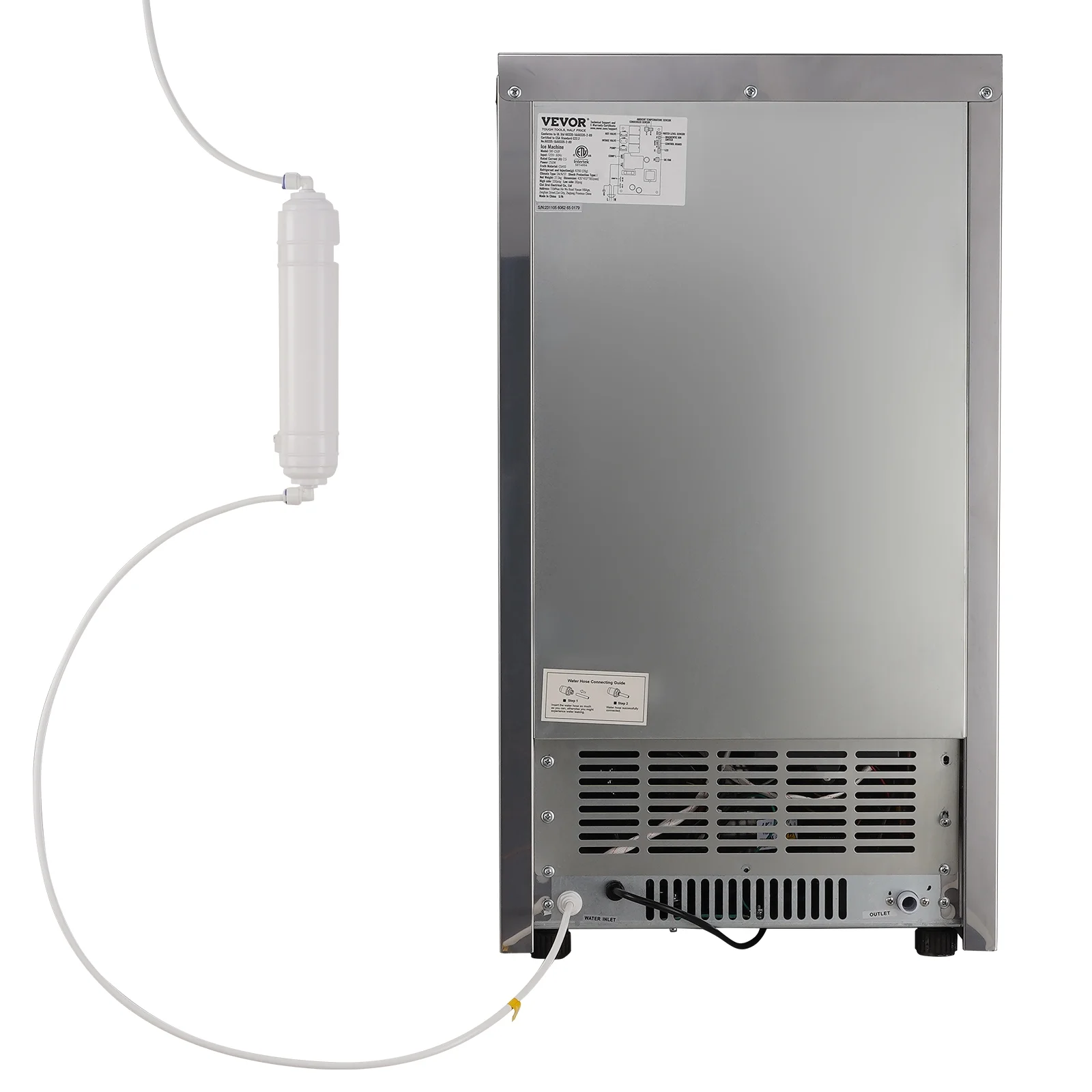 BENTISM 110V 132LBS/24H Commercial Ice Maker Auto Clear Cube Ice Making Machine