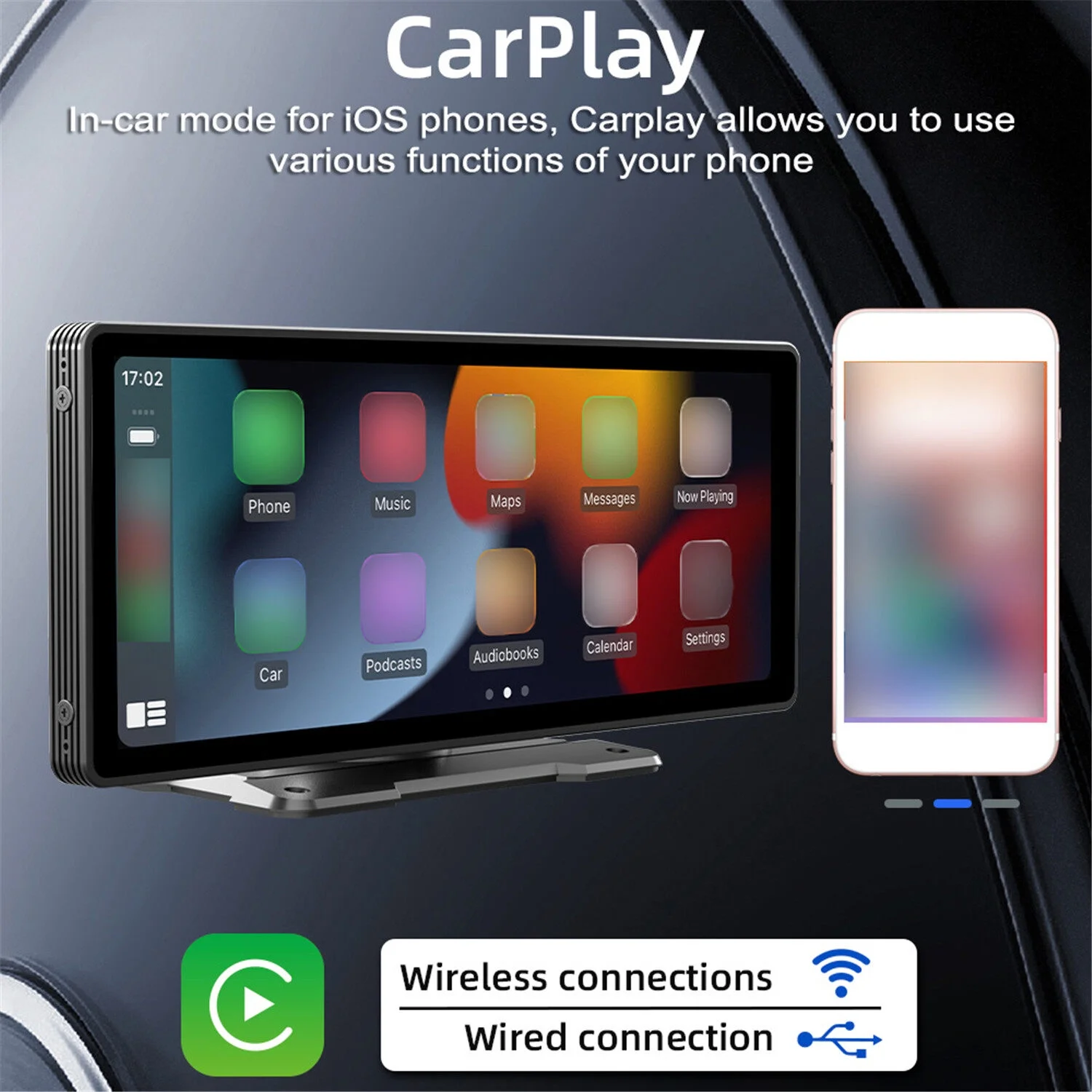 9.3 Inch Car Stereo MP5 Player BT Hands-Free Calling Support Carplay Android Auto Phone Link Reversing Assist U-Disk/TF Card with Adjustable Bracket