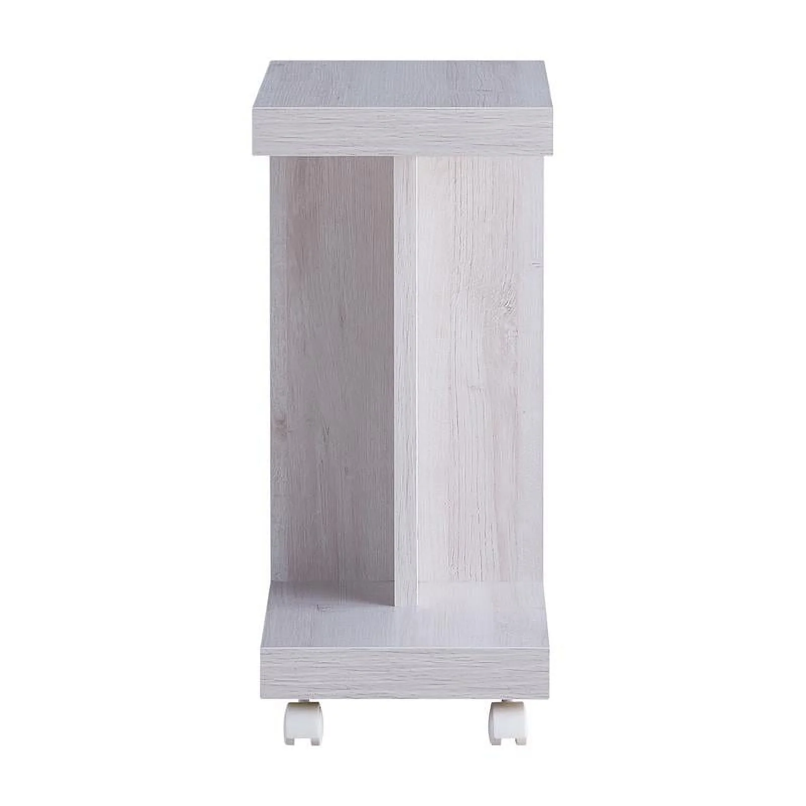 Bowery Hill Modern Wood Mobile End Table in White Oak Finish