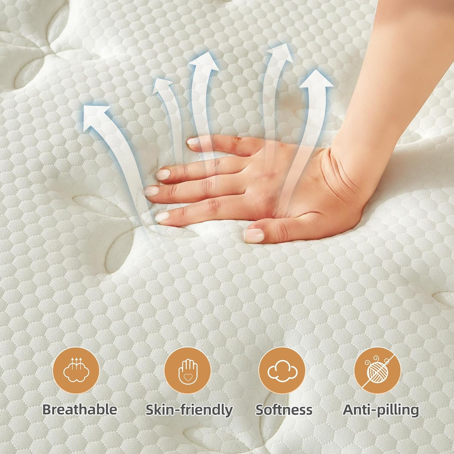 YUMIAO Queen Mattress, 10 Inch Mattress Queen Size with Pocket Spring and Memory Foam for Pressure Relief, Motion Isolation, Edge Support, Medium Firm Mattress in a Box, CertiPUR-US, White