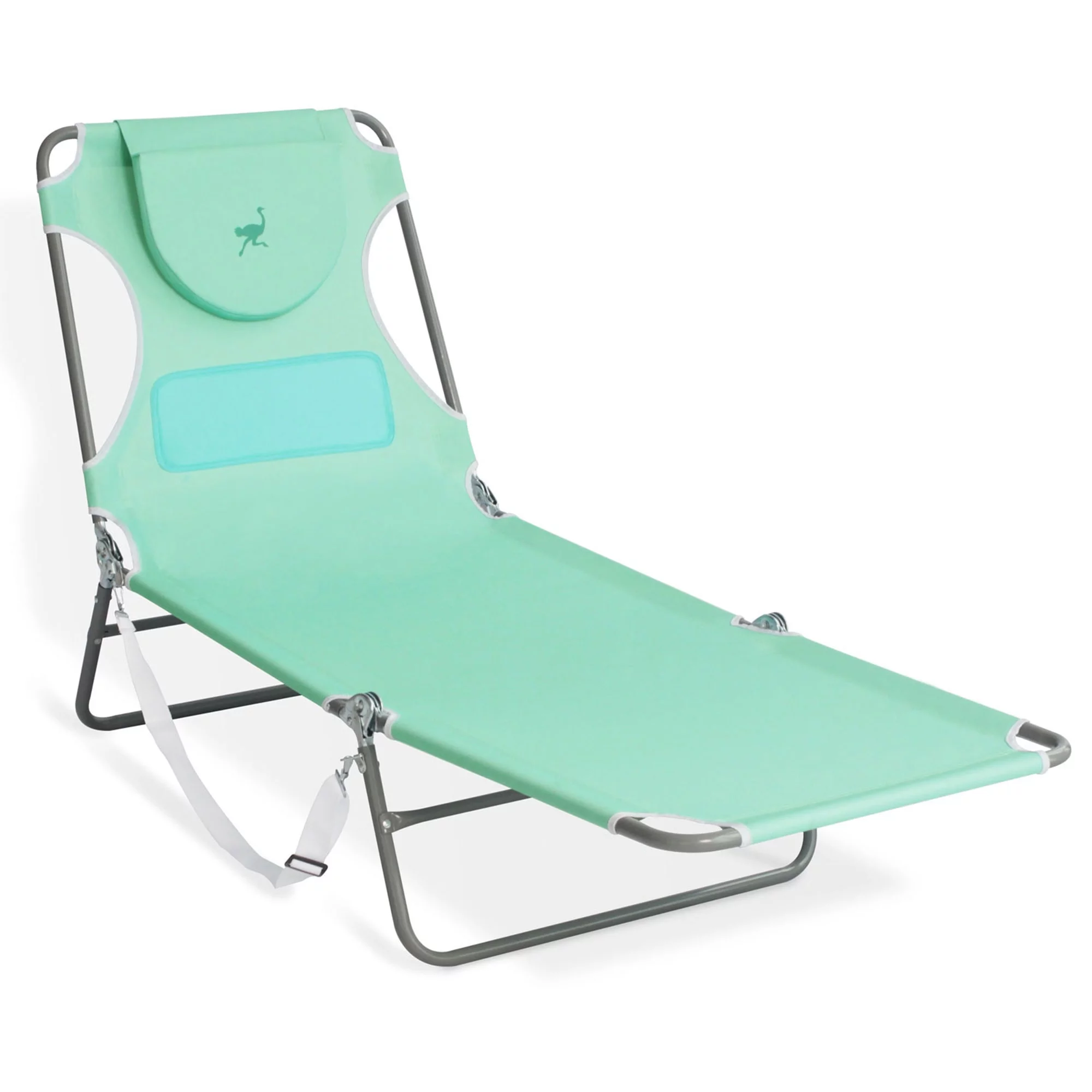 Ostrich Chaise Lounge Beach Chair w/On-Your-Back Camping Lawn Chair, Teal