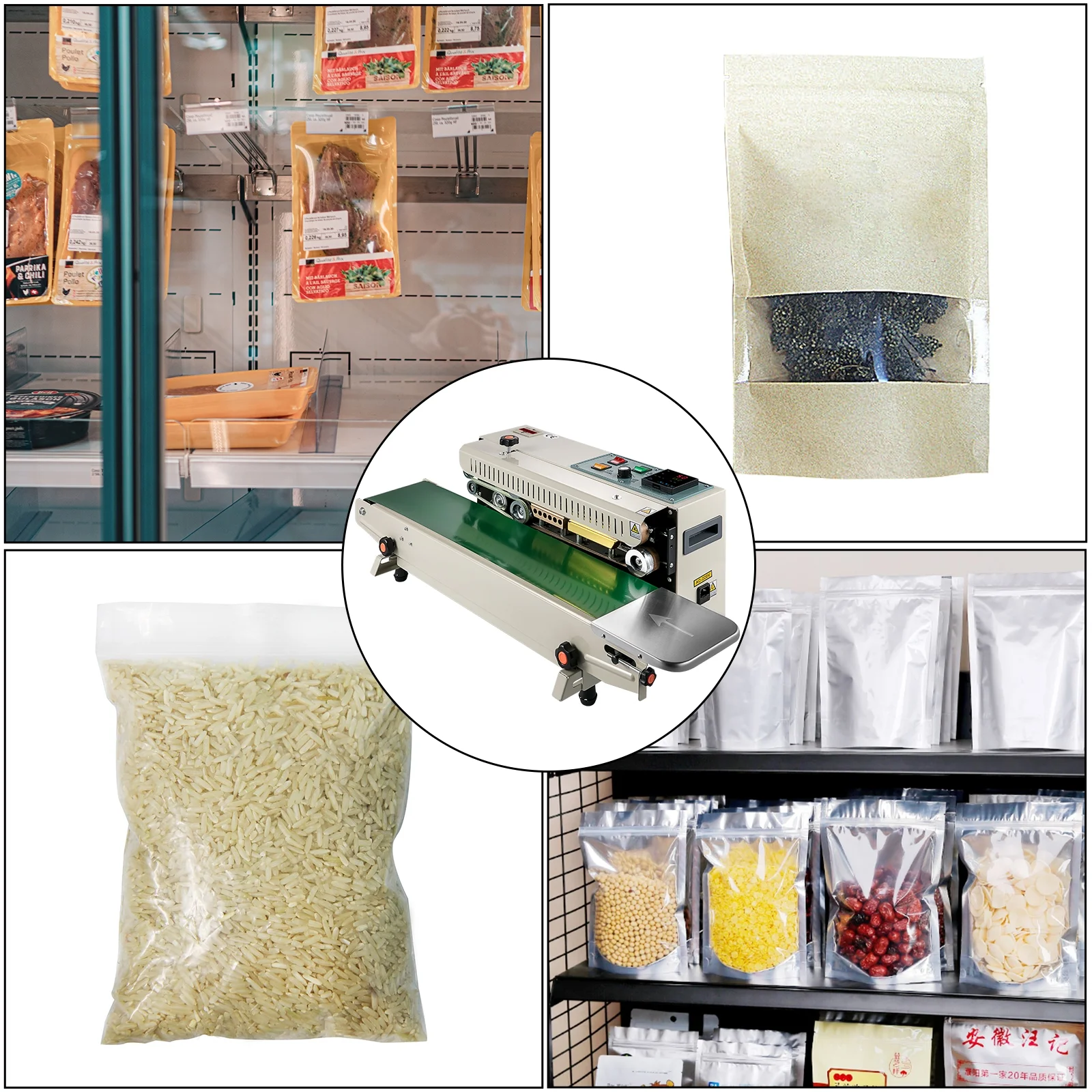 BENTISM Continuous Bag Band Sealing Machine FR900K, Band Sealer Machine with Digital Temperature Control Horizontal Bag Sealer for 0.02-0.08 mm Plastic Bags Continuous