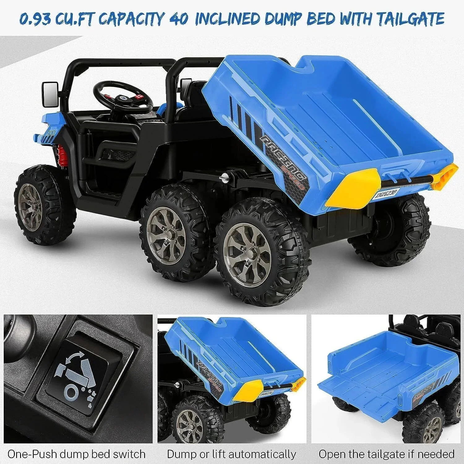 6-Wheeler 24V Battery-Powered Dump Truck with Remote Control and LED Lights
