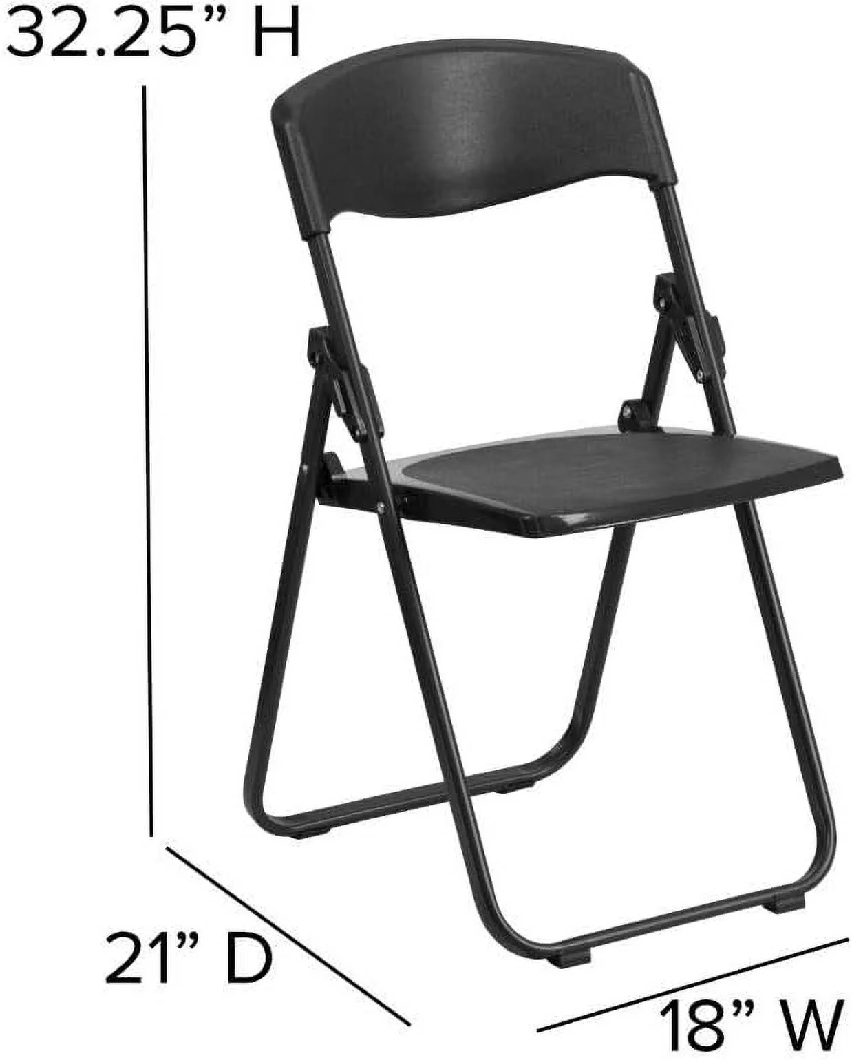 2 Pack HERCULES Series 500 Lb. Capacity Heavy Duty Black Plastic Folding Chair With Built-In Ganging Brackets
