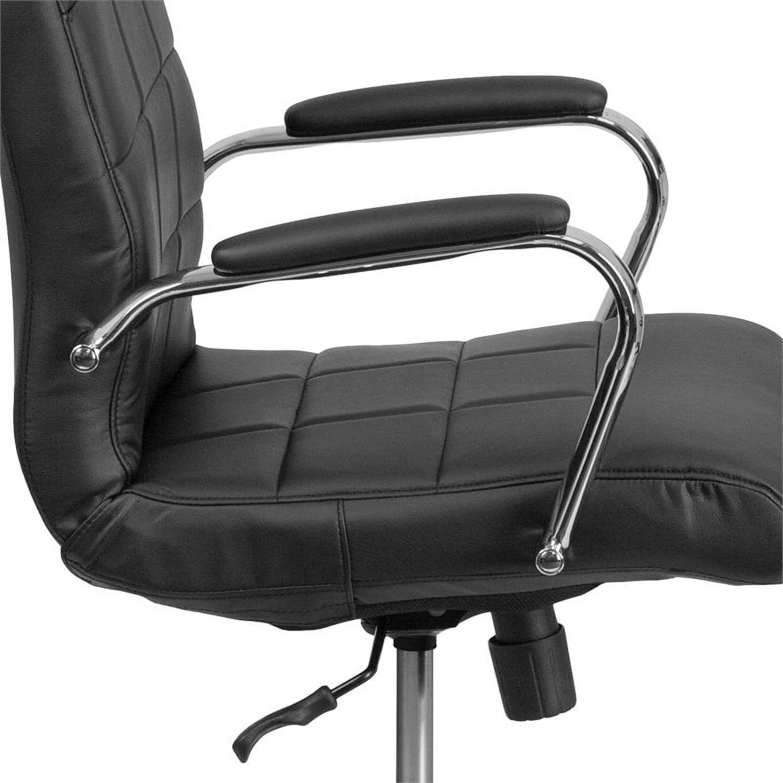 Home Square 2 Piece Swivel Mid Back Faux Leather Office Chair Set in Black