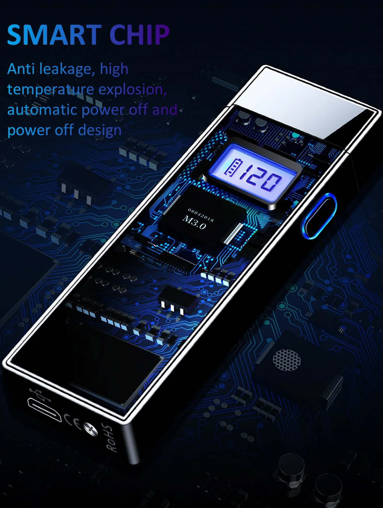 Electronic Lighter USB Rechargeable Windproof Flameless Double Arc Plasma Lighter Camping Picnicking Hiking Hiking Men's Gift Electronic Lighter