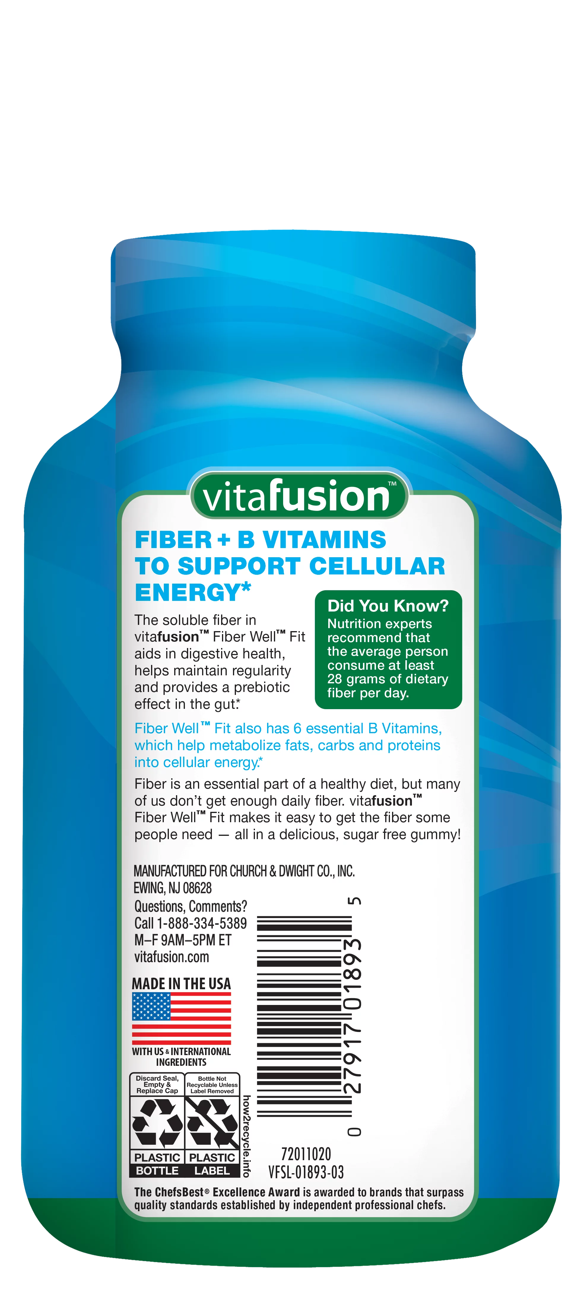 Vitafusion FiberWell Fit Gummies, Peach, Strawberry & Berry, 90 Each (Pack of 3)