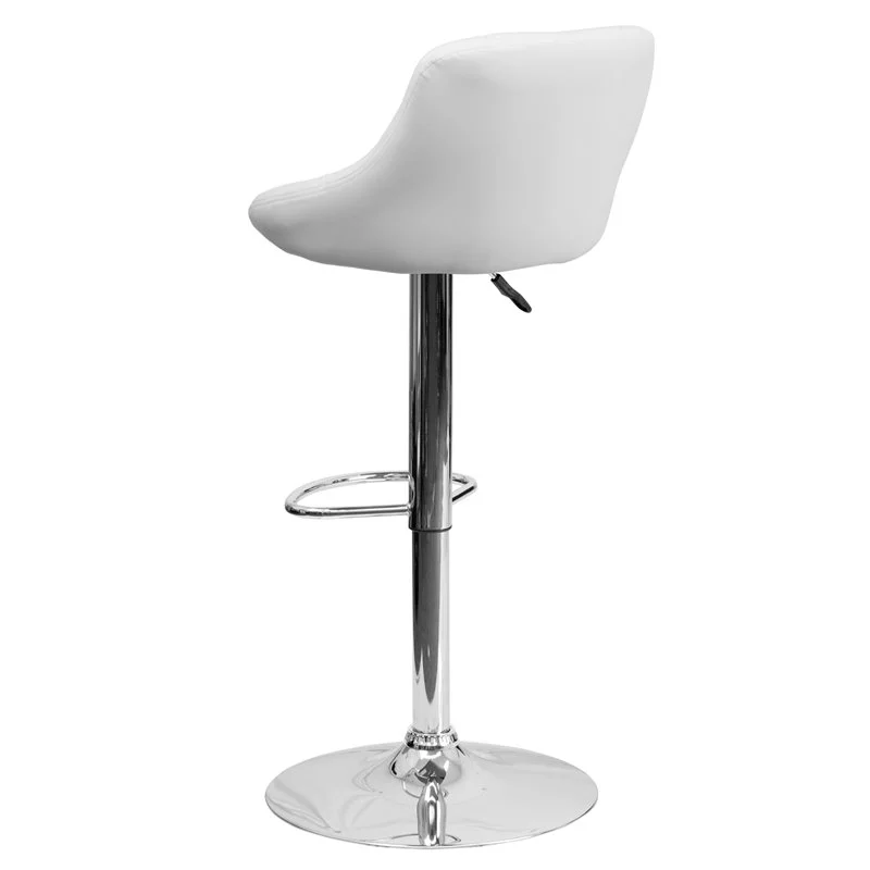 Home Square Adjustable Quilted Bucket Seat Bar Stool in White - Set of 2