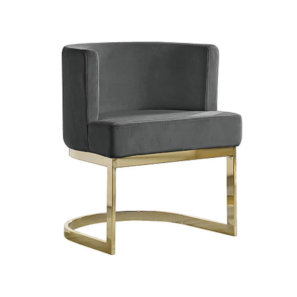 Velvet Dark Gray Accent Chair with Gold Chrome Base - 1 Chair