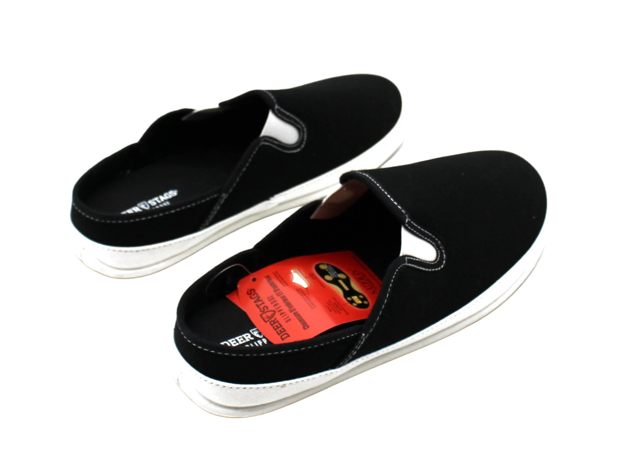 Deer Stags Mens Black Color Block Removable Insoles Goring Padded Spike Round Toe Slip on Slippers (Size 9 US)